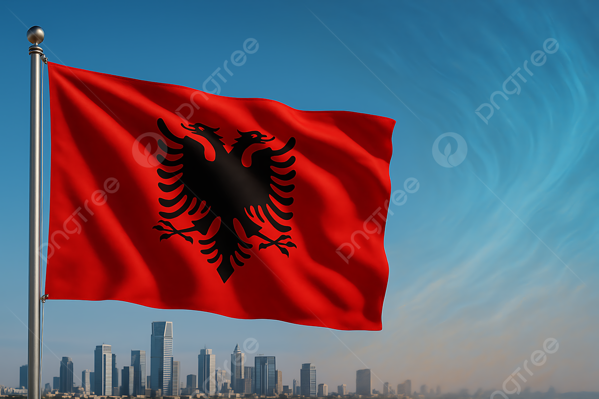 1200x800 Albanian Flag Waving Over Modern City Skyline, Albania, Flag, City Background Image And Wallpaper for Free Download