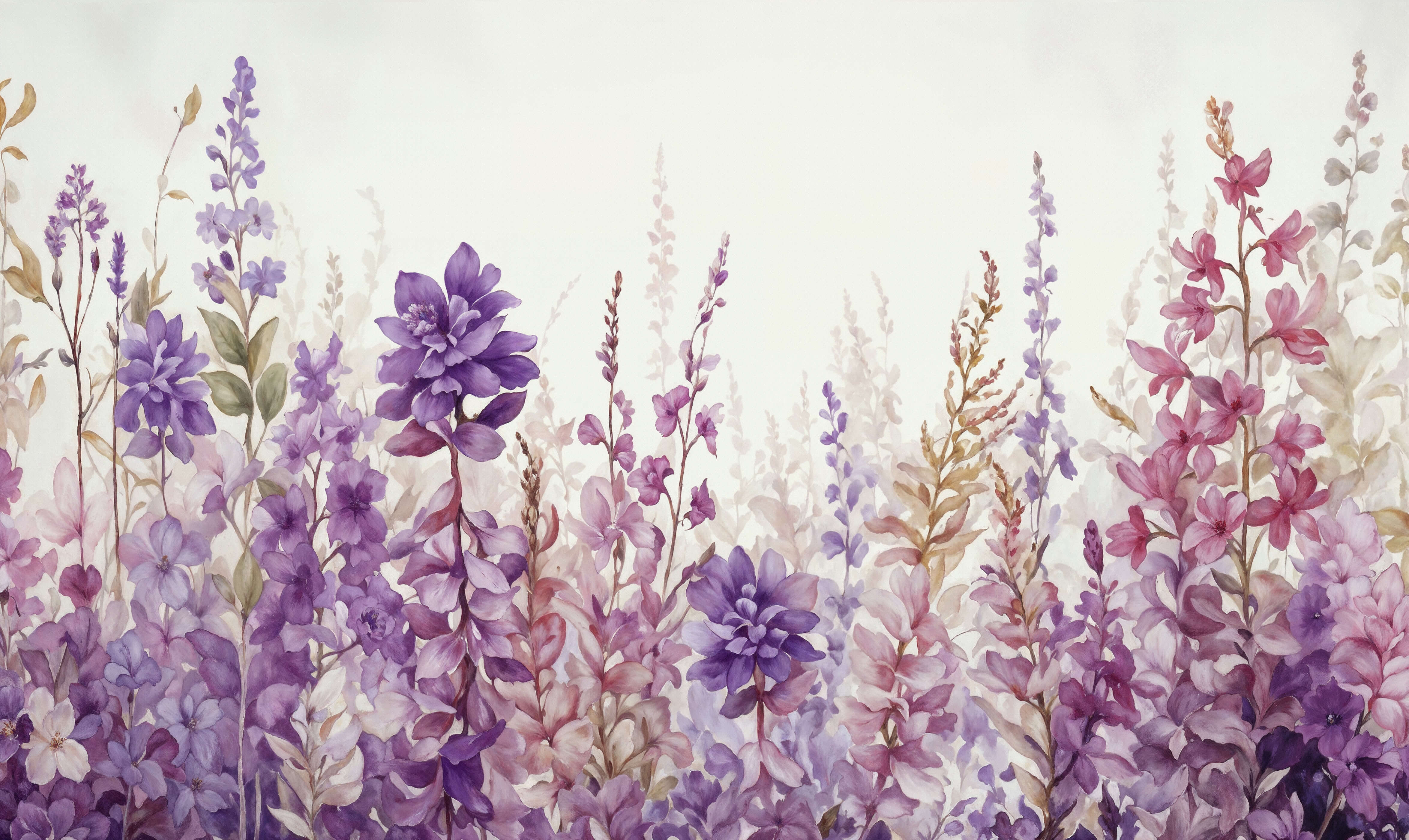 4697x2800 Purple Flower Wallpaper Mural. Floral Meadow Scene