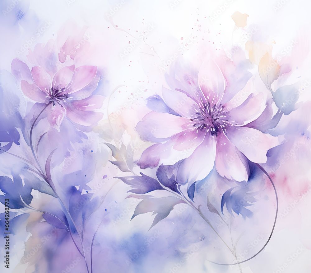 1000x877 Dreamy purple watercolour flowers background Stock Illustration