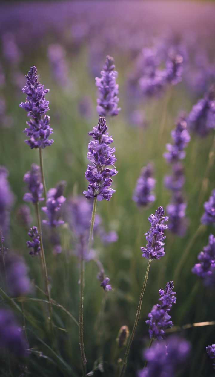 720x1260 A patch of dark purple lavender flowers swaying gently in a breezy field. Wallpaper [f9c42a654b97491d8e6f]