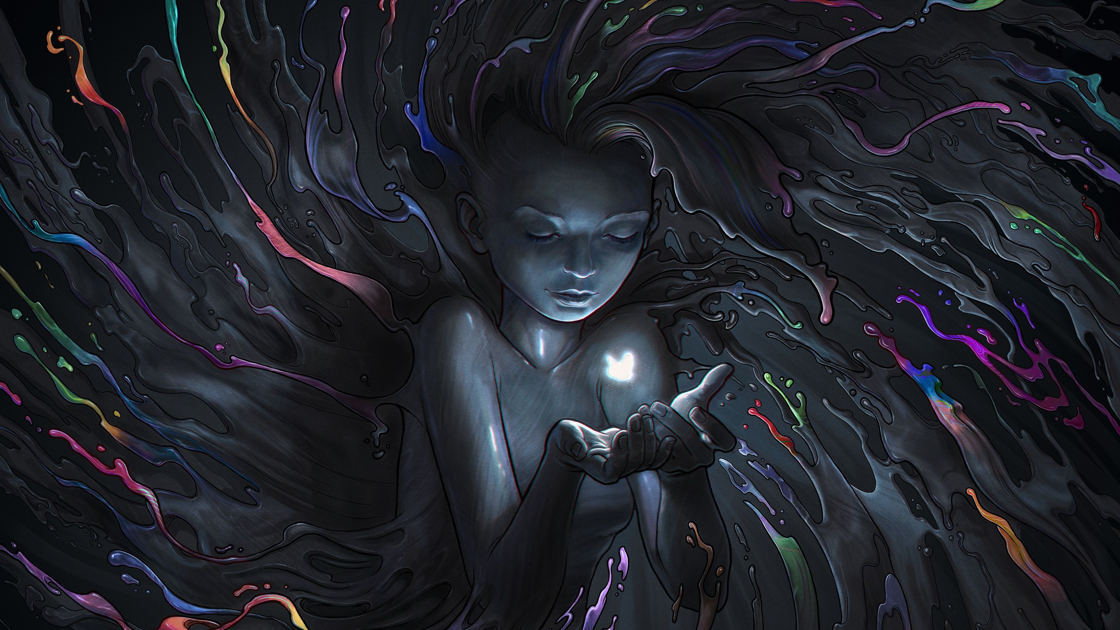 3840x2160 Mystic Wallpaper 4K, Fairy, Girl, Magical, Dark, CGI