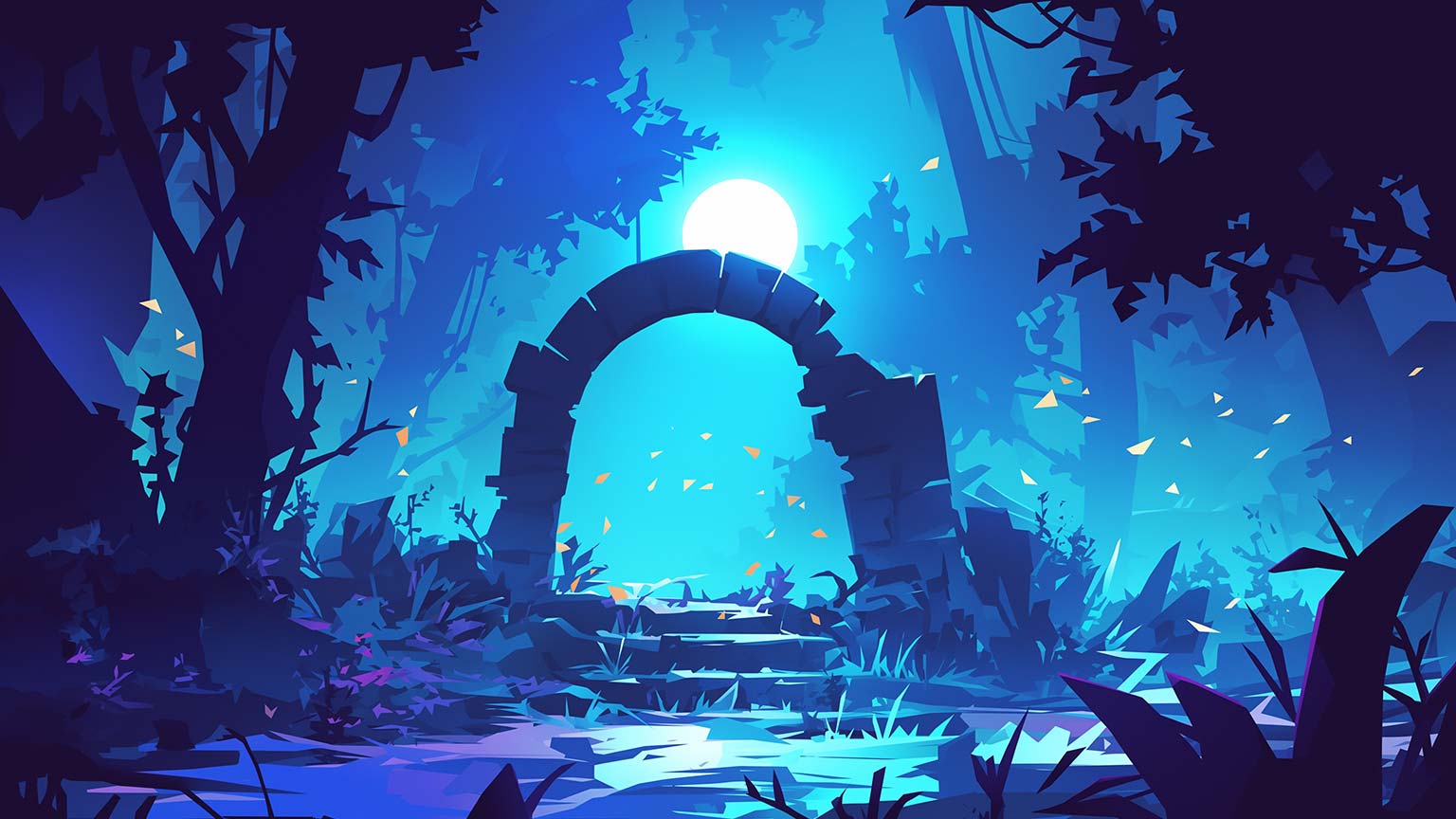 1536x864 Mystical Forest Moonlit Archway Desktop Wallpaper
