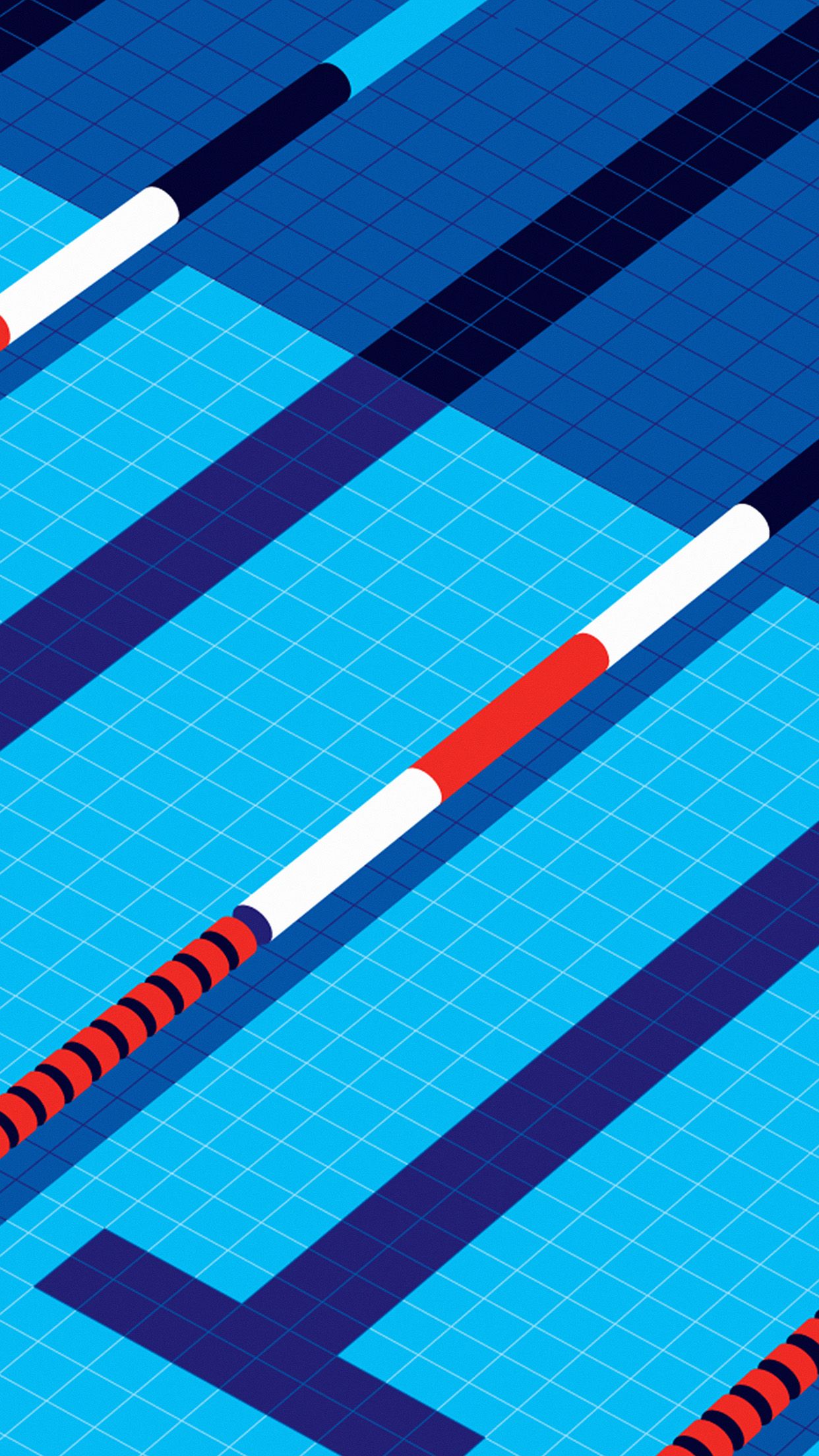 1242x2208 iPhone X wallpaper. minimal art malikafavre swim blue illustration art