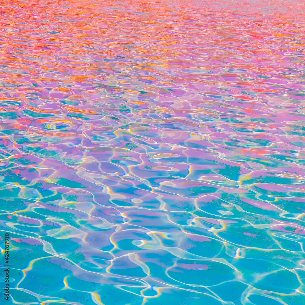 1000x1000 Minimalist wallpaper Blue pink vaporwave swimming pool relax water. Vacation dreams time concept