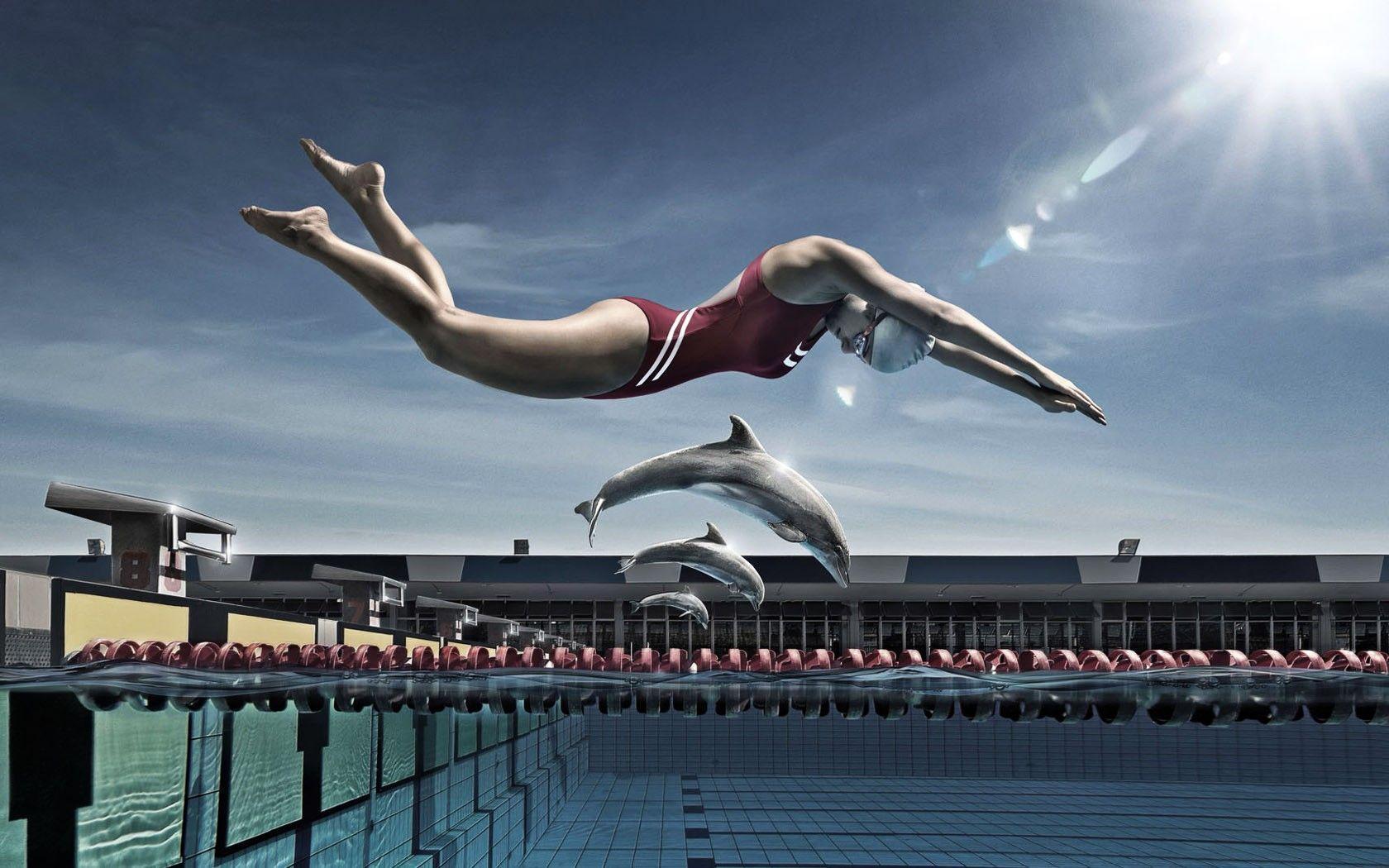 1680x1050 Swimming Wallpaper