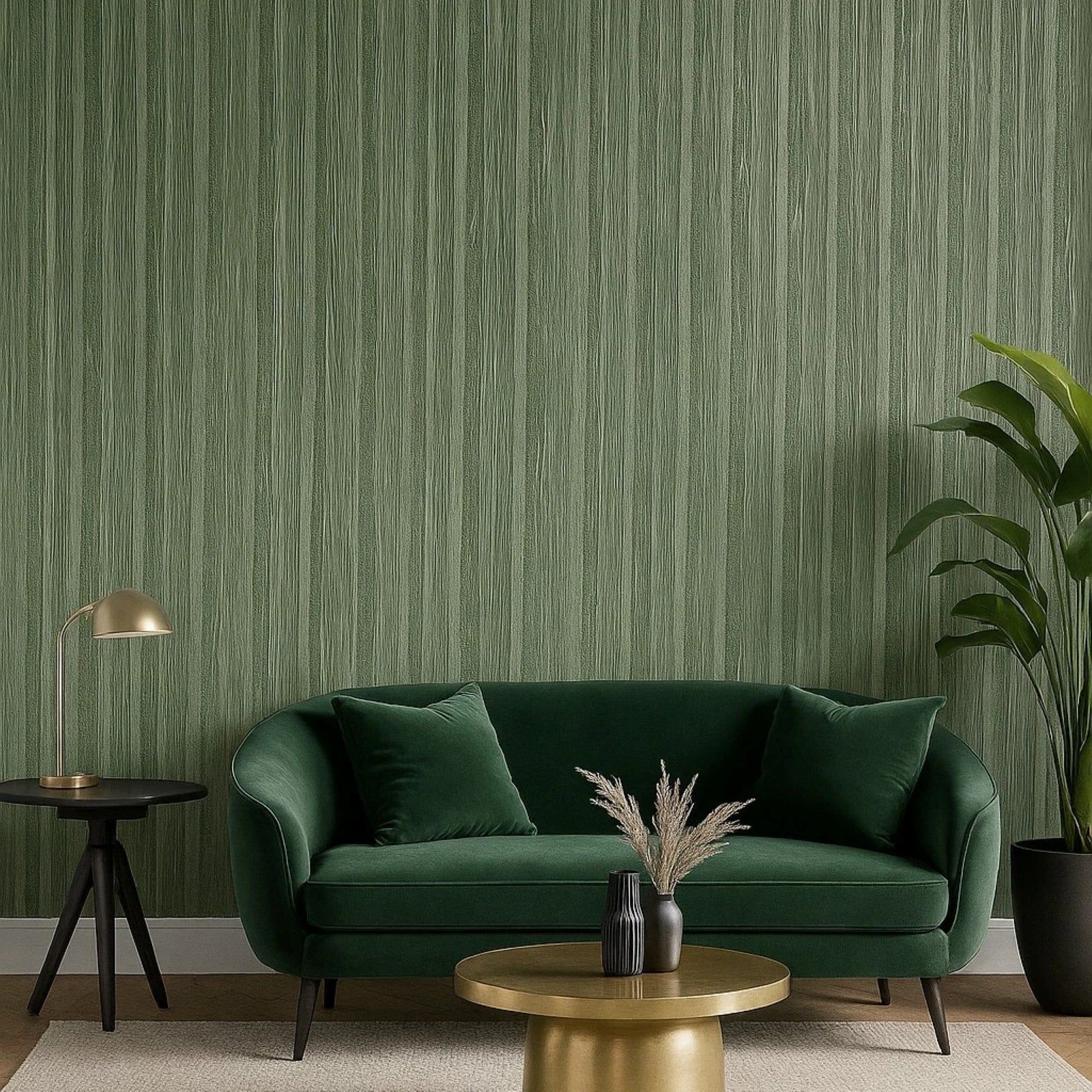 1600x1600 M23057 Industrial golden olive hunter green plain stria lines textured modern Wallpaper