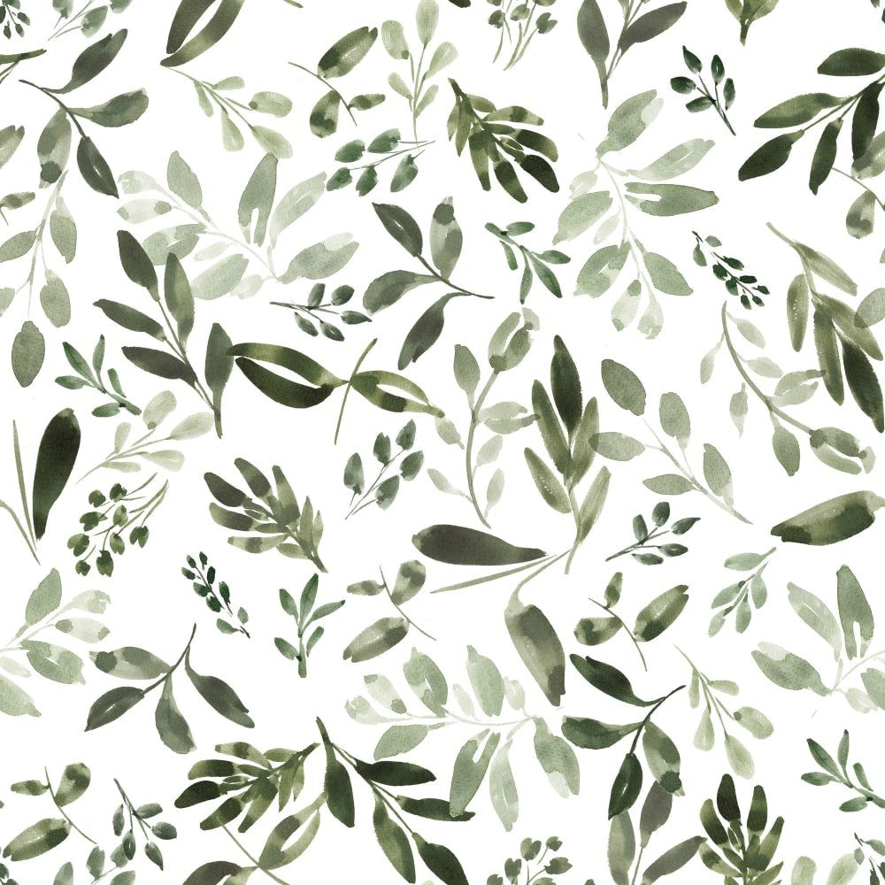 1000x1000 Greenery. Leafy Green Wallpaper Pattern Poppy Paper Co