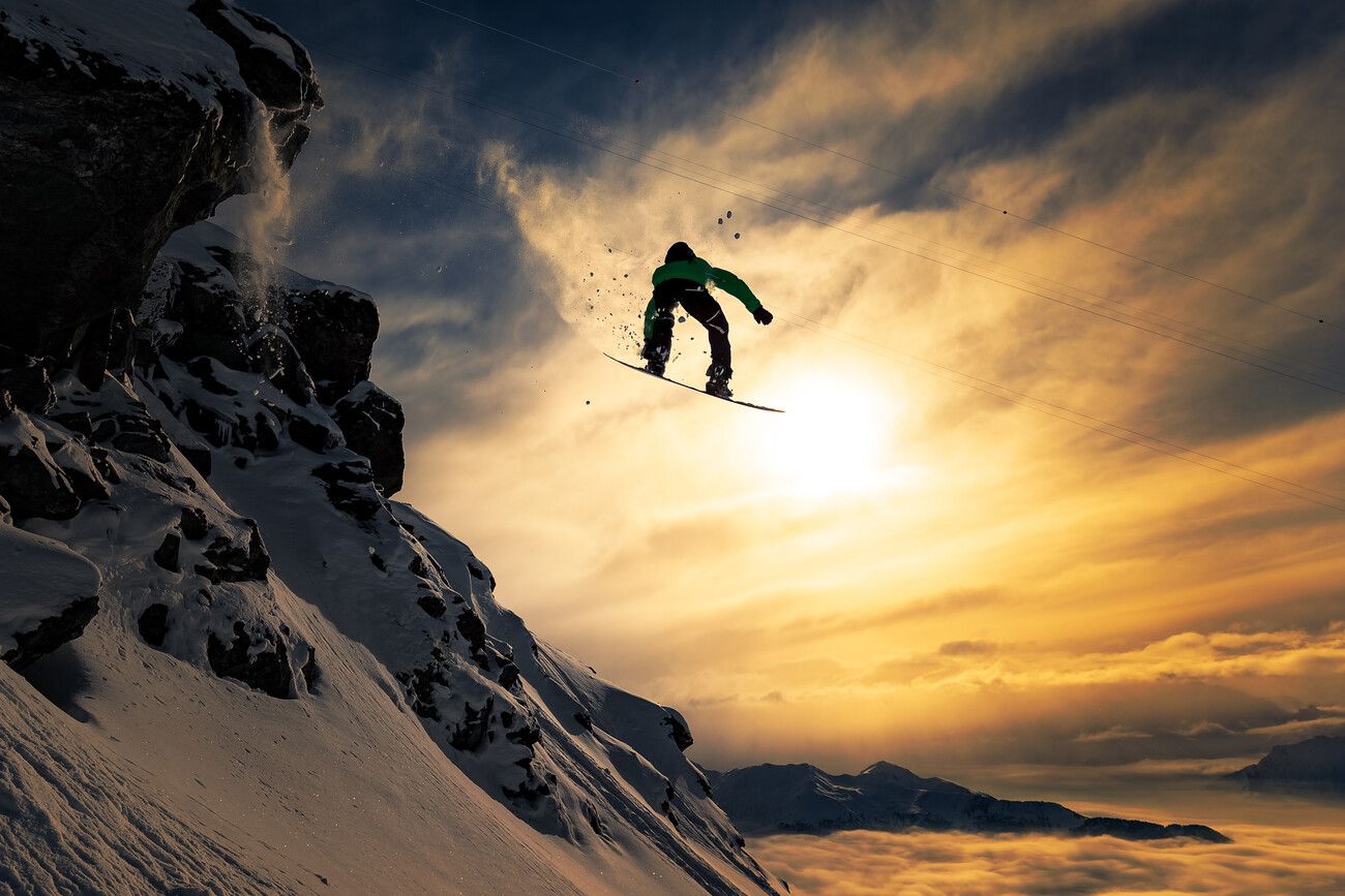 1300x867 Poster Sunset Snowboarding, Jakob Sanne. Wall Art 1 FREE