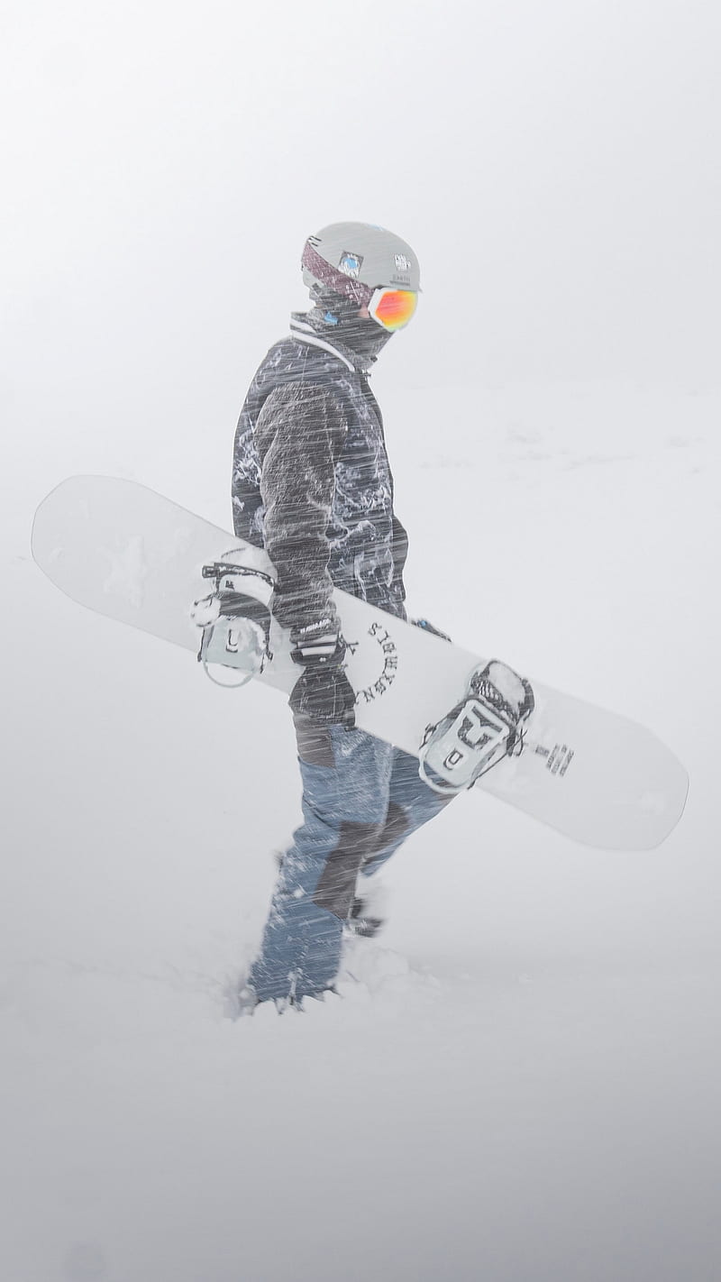 800x1422 Snowboarder, snow, board, man, blizzard, HD phone wallpaper