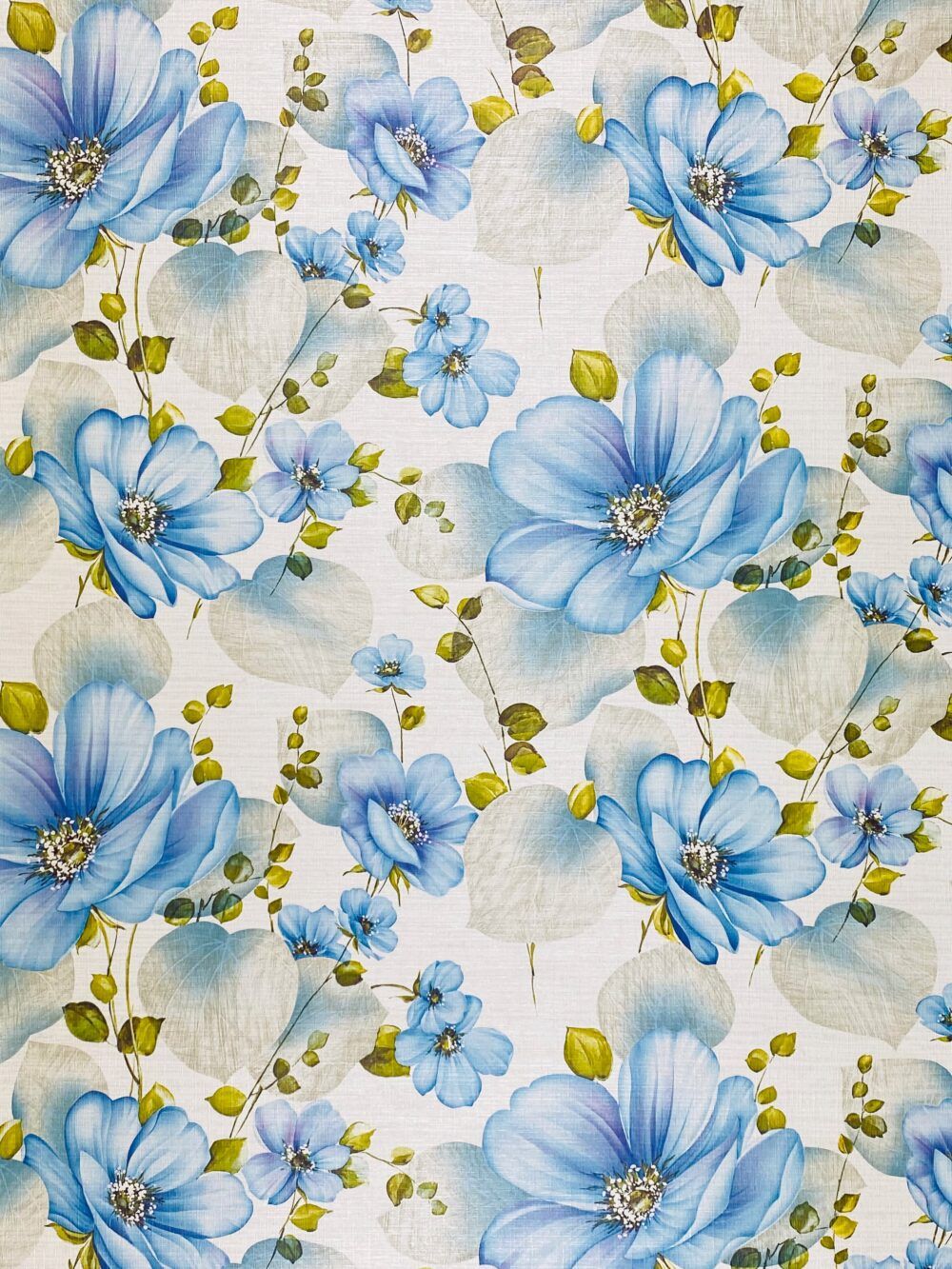 1000x1333 Retro Bloemen Behang Blauw en Zilver