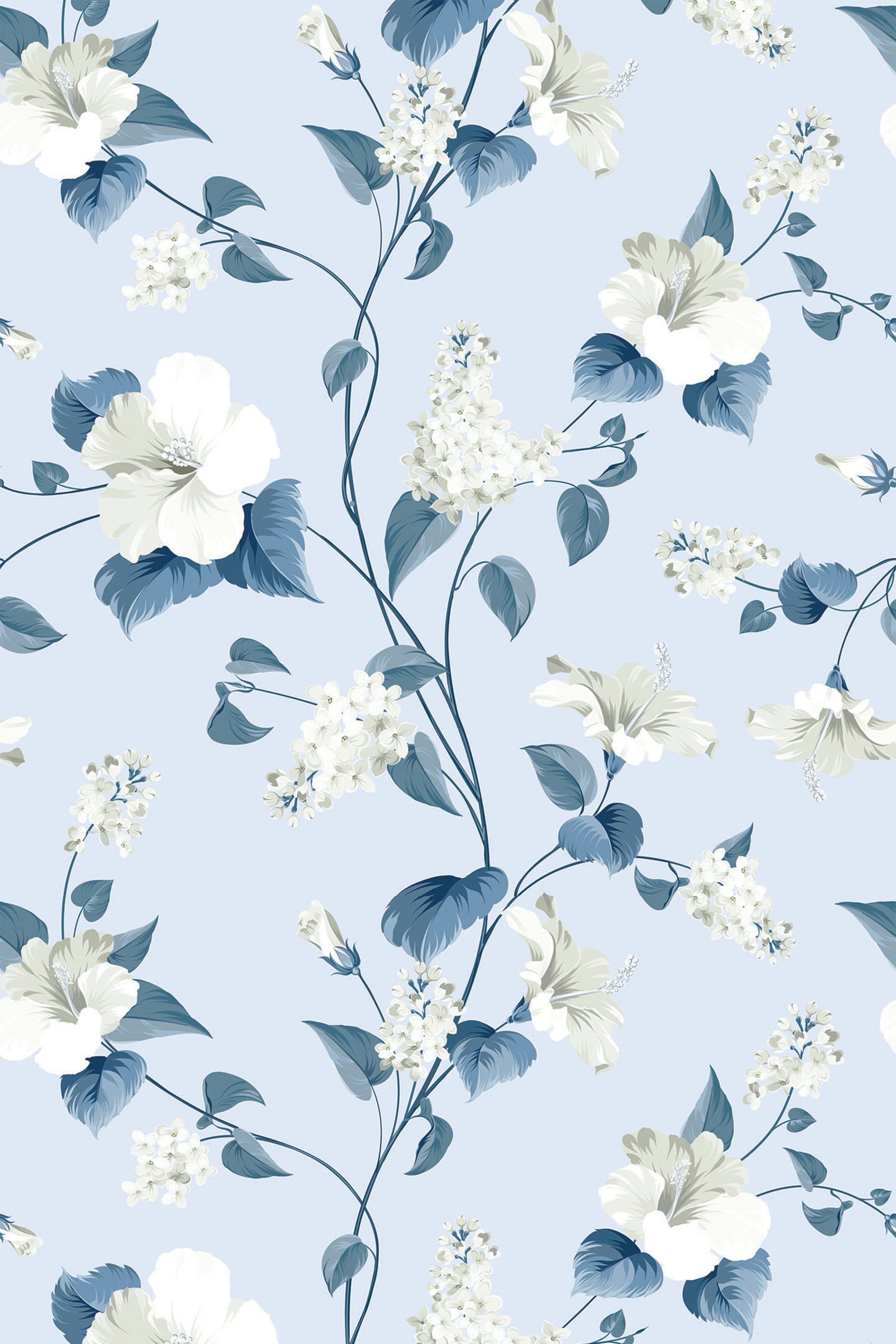 2000x3000 Blue floral Peel and Stick Removable Wallpaper
