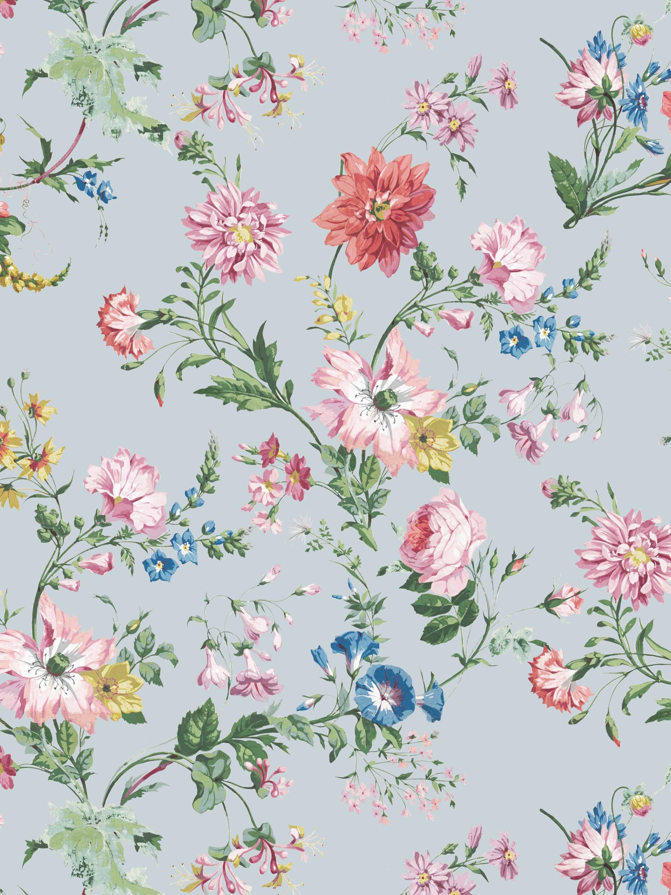 2160x2880 Pale Blue Floral Wallpaper Power
