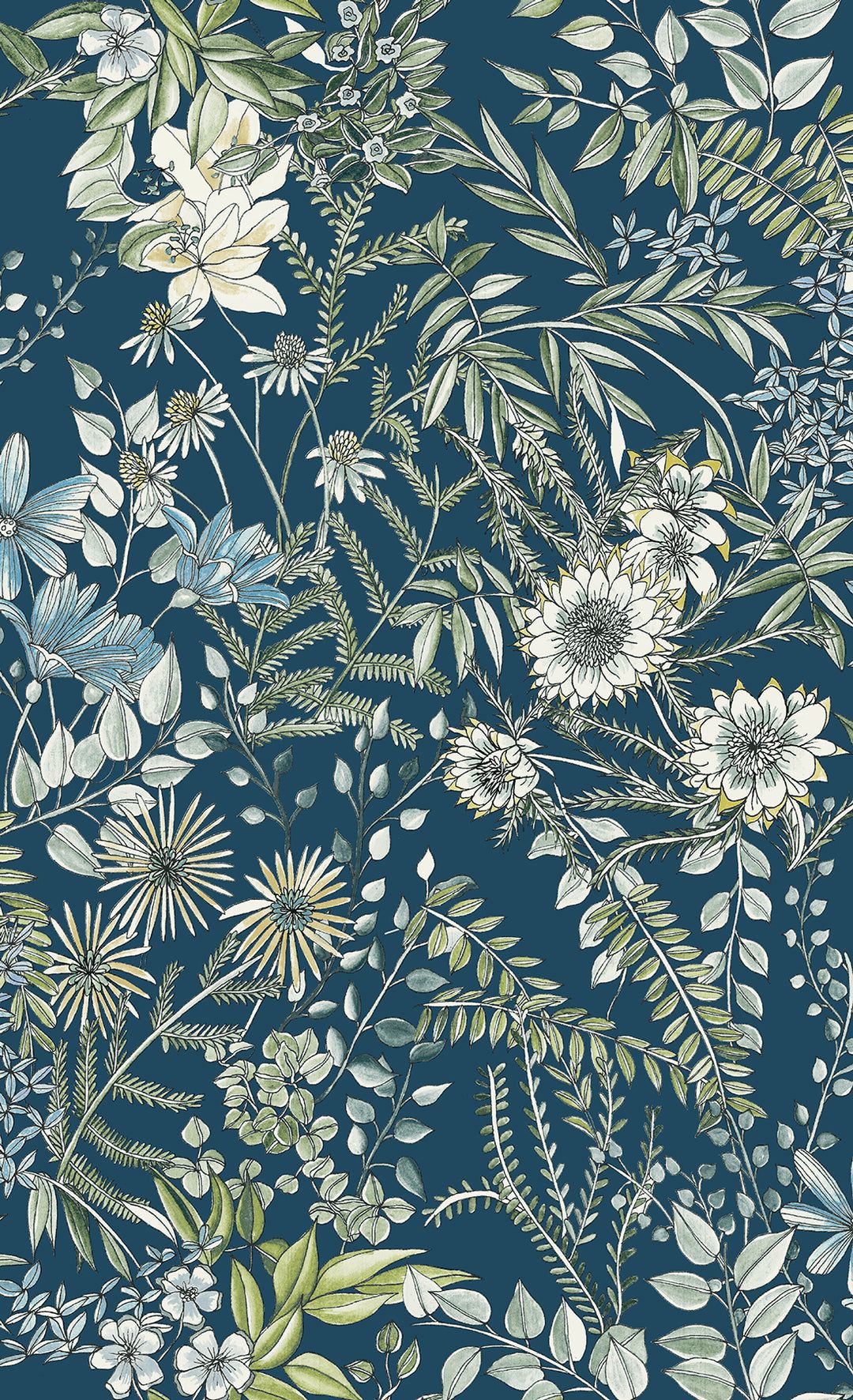 1080x1772 A Street Prints Full Bloom Navy Blue Floral Wallpaper