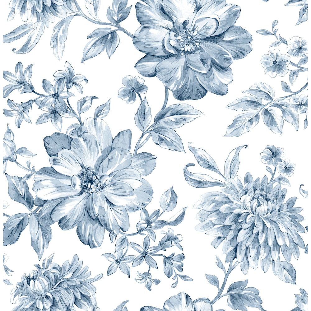 1000x1000 Brewster Home Fashions Gabriela Blue Floral Wallpaper. The Home Depot Canada