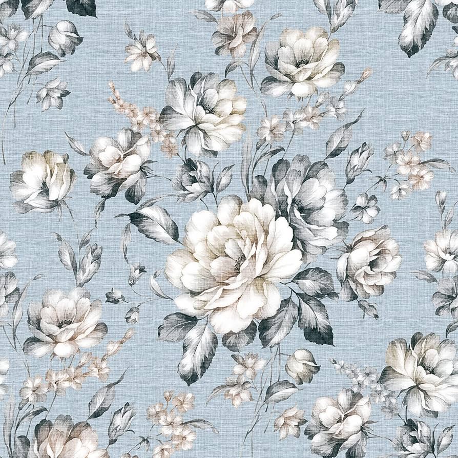 894x894 ReWallpaper 17.5in X 23ft Blue Floral Wallpaper Peel and Stick Contact Paper Floral Vintage Prepasted Blue Toile Wallpaper for Bedroom Bathroom Walls Living Room Accent Wall Murals Self Adhesive