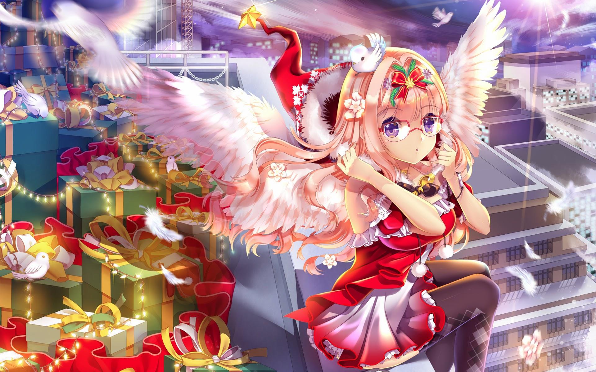 1920x1200 Christmas Anime Girl Wallpaper
