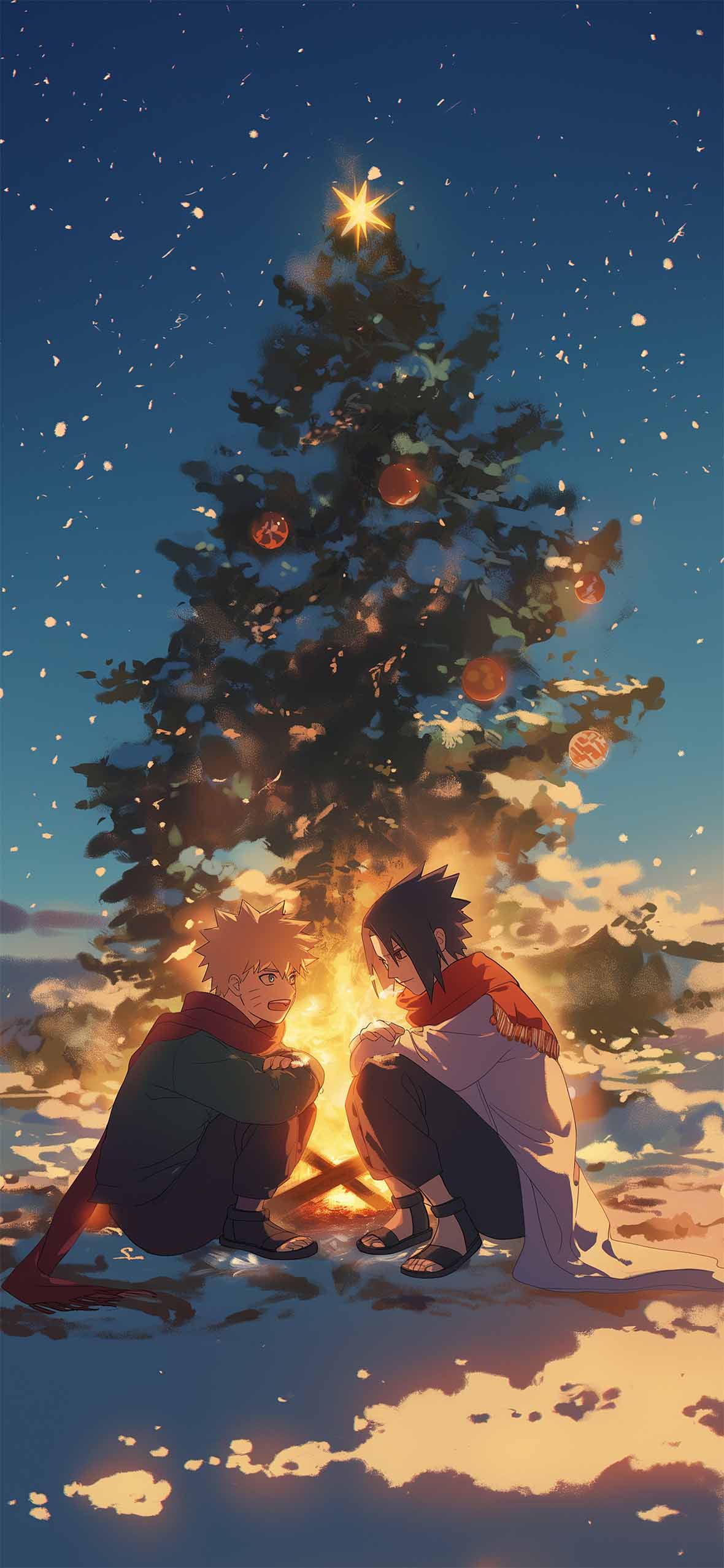 1180x2554 Naruto & Sasuke Christmas Wallpaper Anime Wallpaper