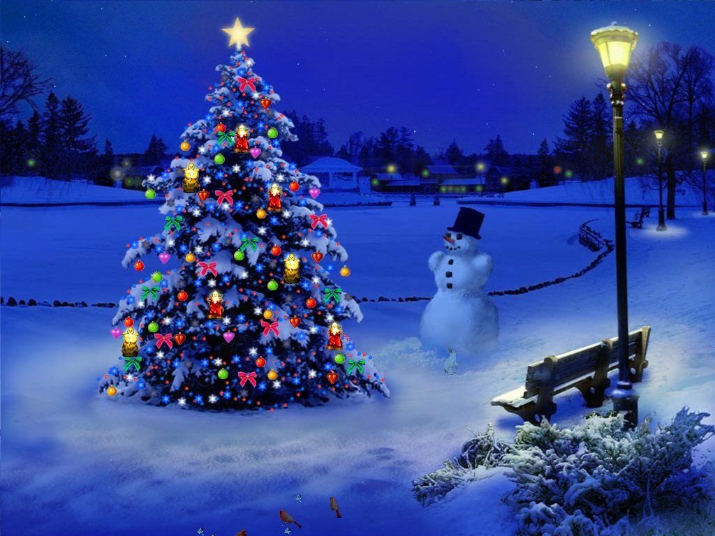 1024x768 Christmas Tree Anime Wallpaper