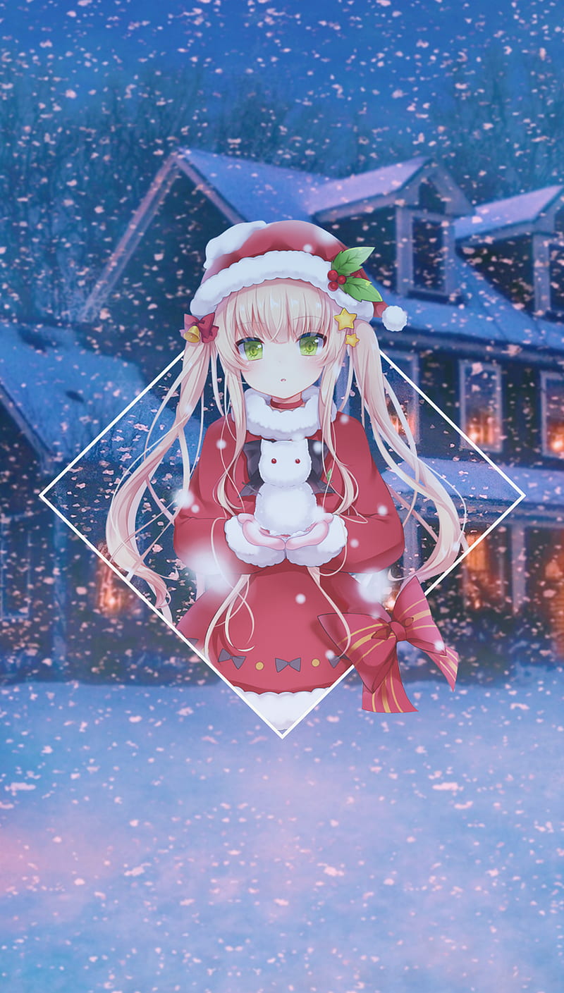 800x1409 Anime girls, anime, -in-, Christmas, Santa hats, HD phone wallpaper