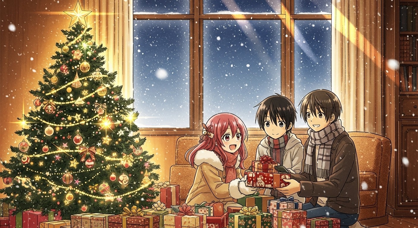 1408x768 Free Cozy Christmas Anime Image, Christmas, Festive