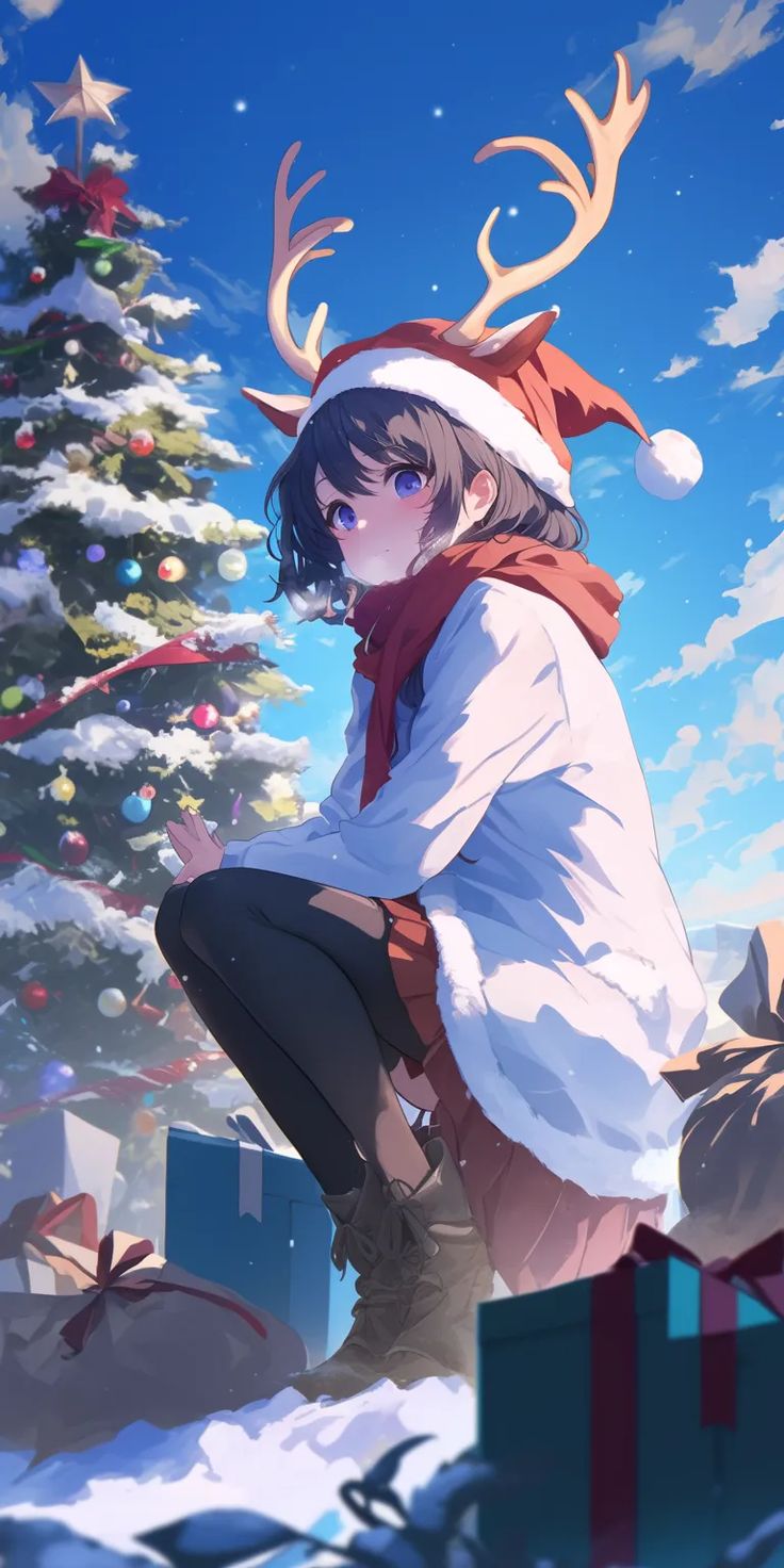 736x1472 christmas anime wallpaper 3