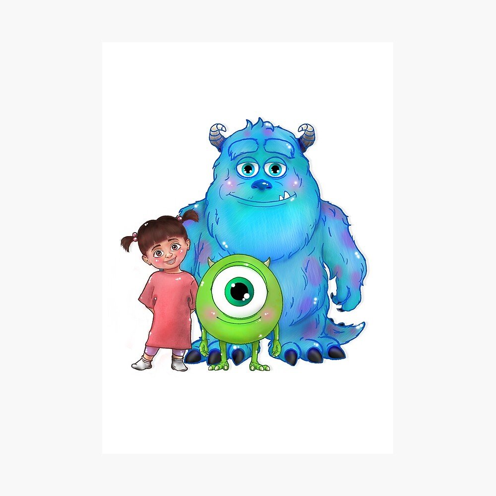 1000x1000 Boo, Sully, Mike Monsters, inc Poster
