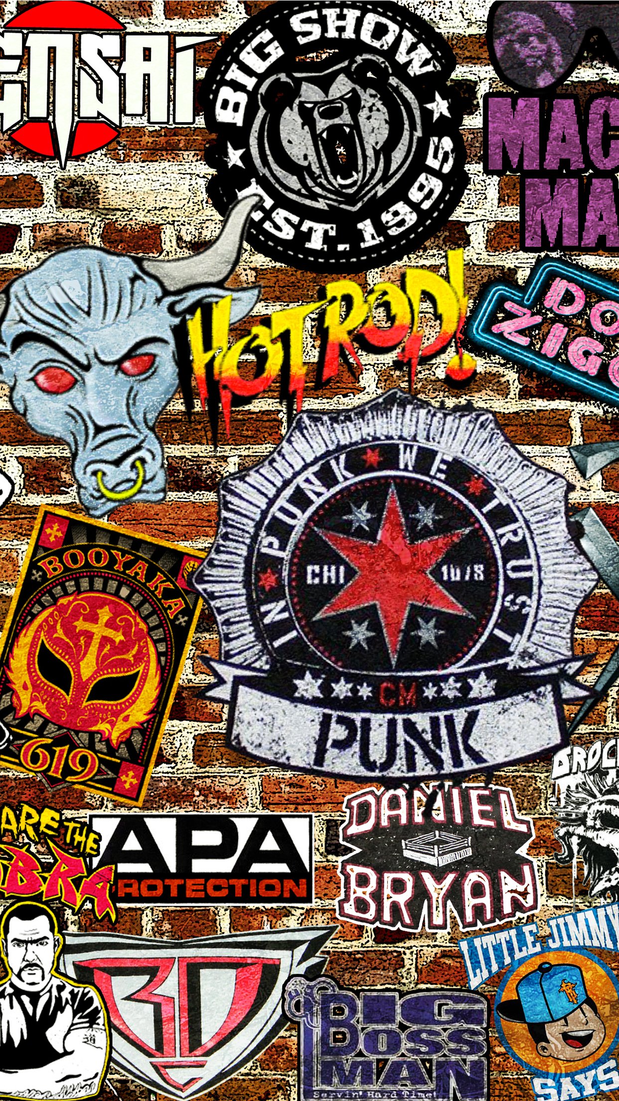 1242x2208 WWE Stickers Wallpaper for iPhone Pro Max, X, 6