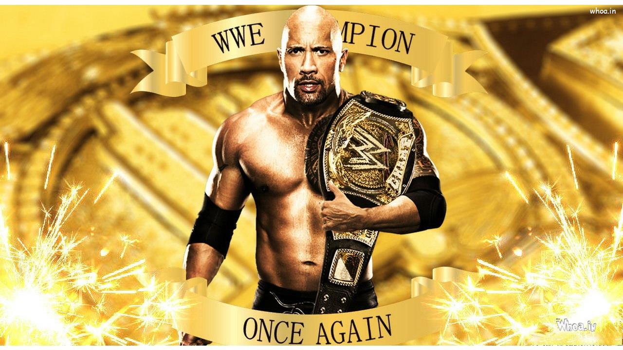 1280x720 The Rock Win WWE Championship Belt With Face Closeup HD Wallpaper