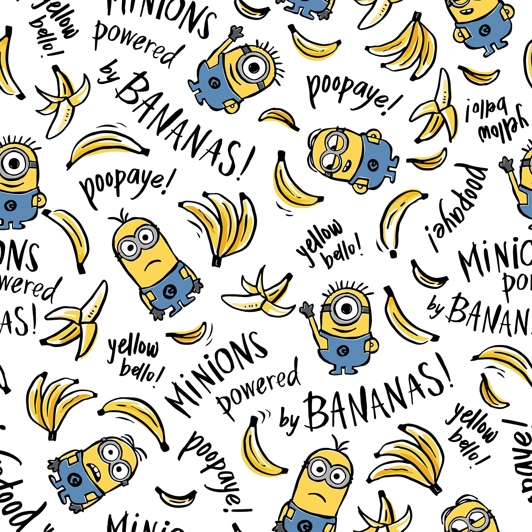 1800x1800 Universal Minions Powered by Bananas Peel and Stick Wallpaper by RoomMates, RMK12729PLW