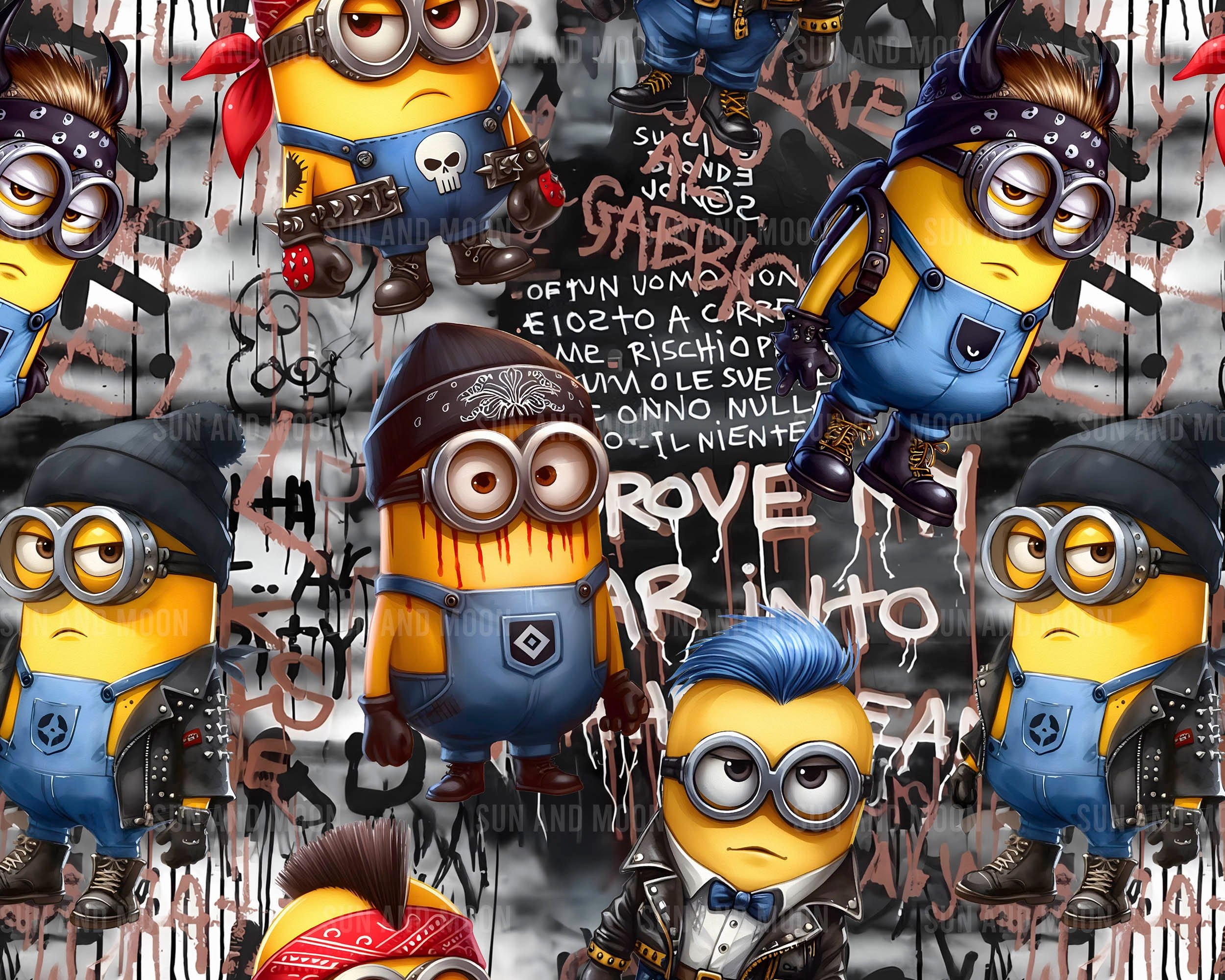 2500x2000 Badboy Minions Digital Paper, Minions Seamless Pattern, Cartoon Seamless Pattern, Minions Sublimation File