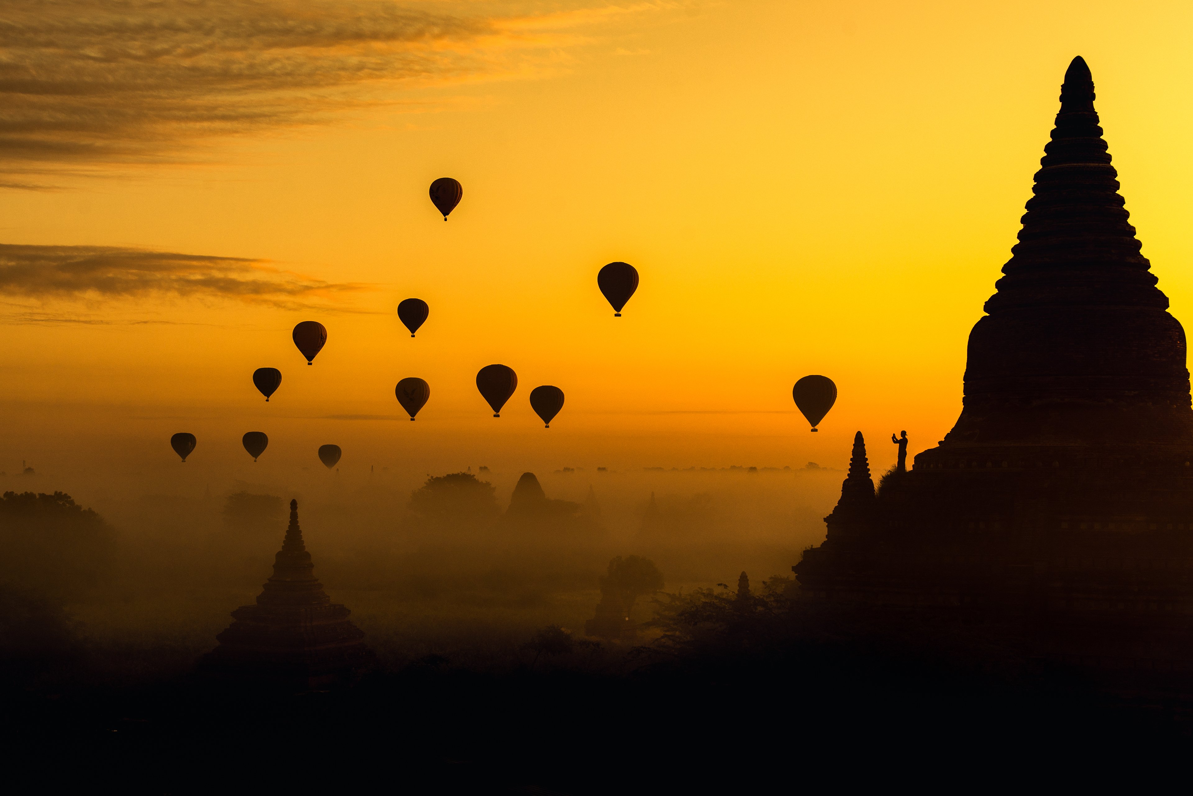 3840x2563 Myanmar Burma Temple Silhouette Wallpaper, HD City 4K Wallpaper, Image and Background