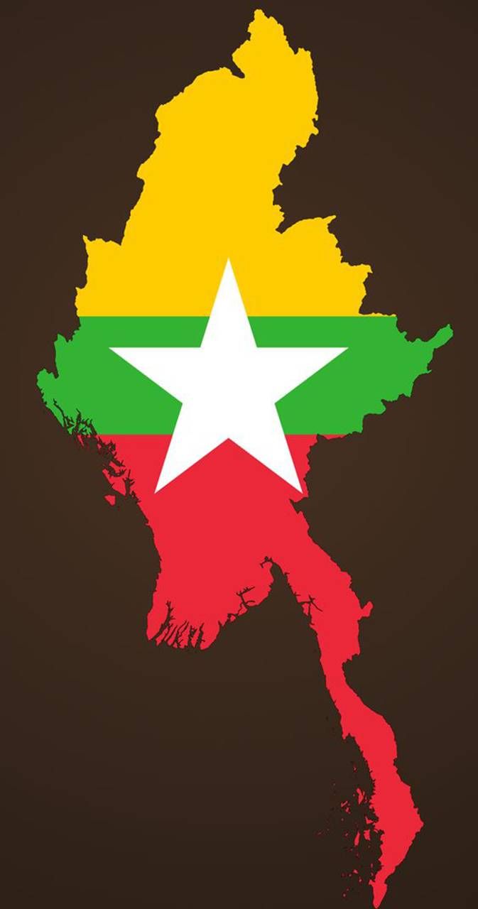 673x1280 Myanmar Map Wallpaper with White Star Center