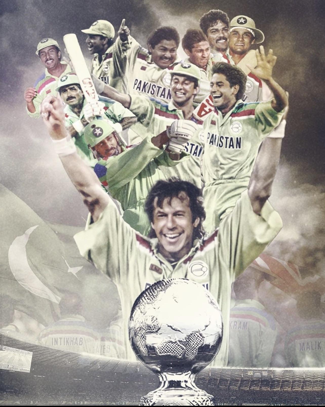 1284x1607 years ago today in captained by Imran Khan, Pakistan were crowned World Cup champions for the first time after beating England by 22 runs in the final in Melbourne