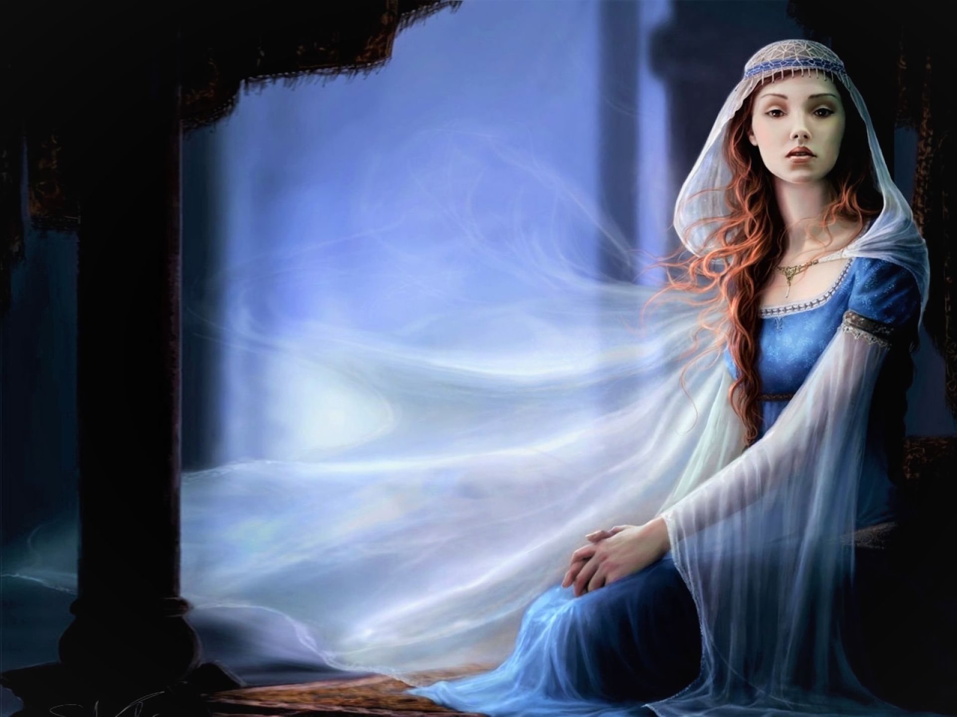 1920x1440 Desktop wallpaper: Fantasy, Women, Bride, Sad, Veil 4K free download for PC. 812145
