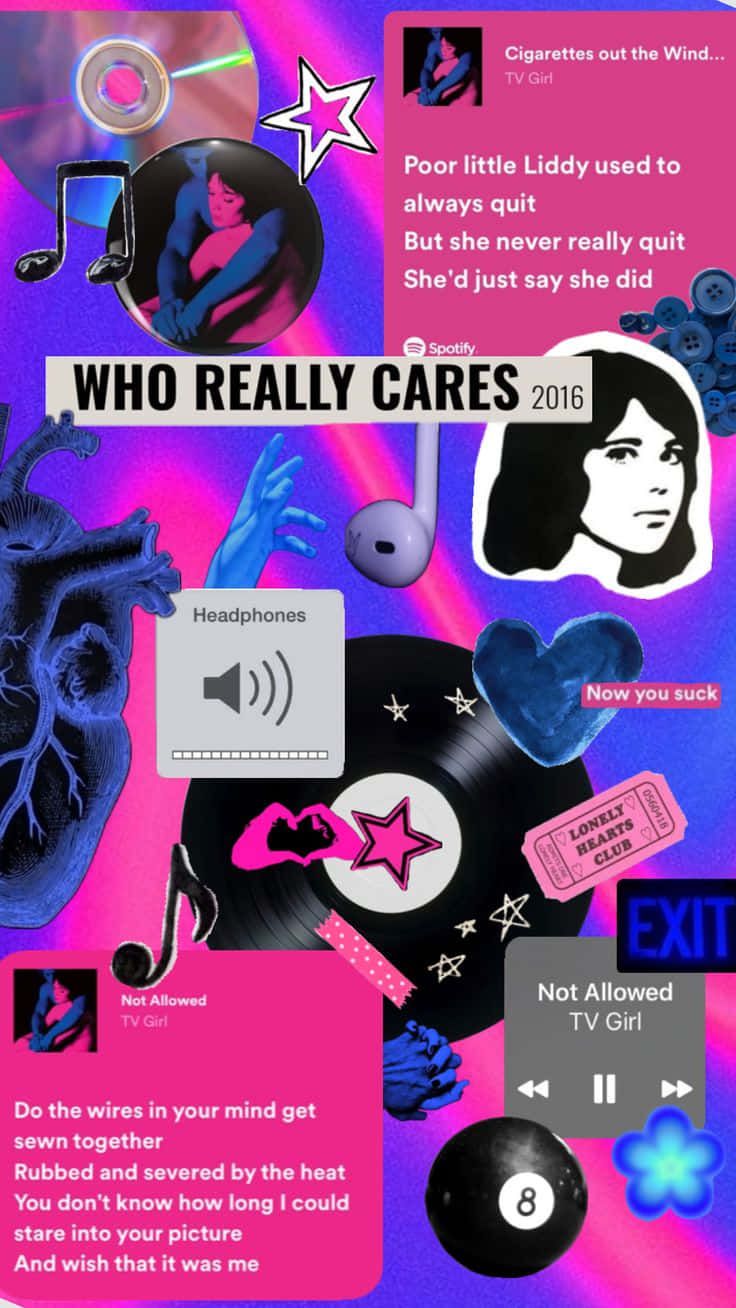 736x1308 Download Who Really Cares T V Girl Collage Wallpaper