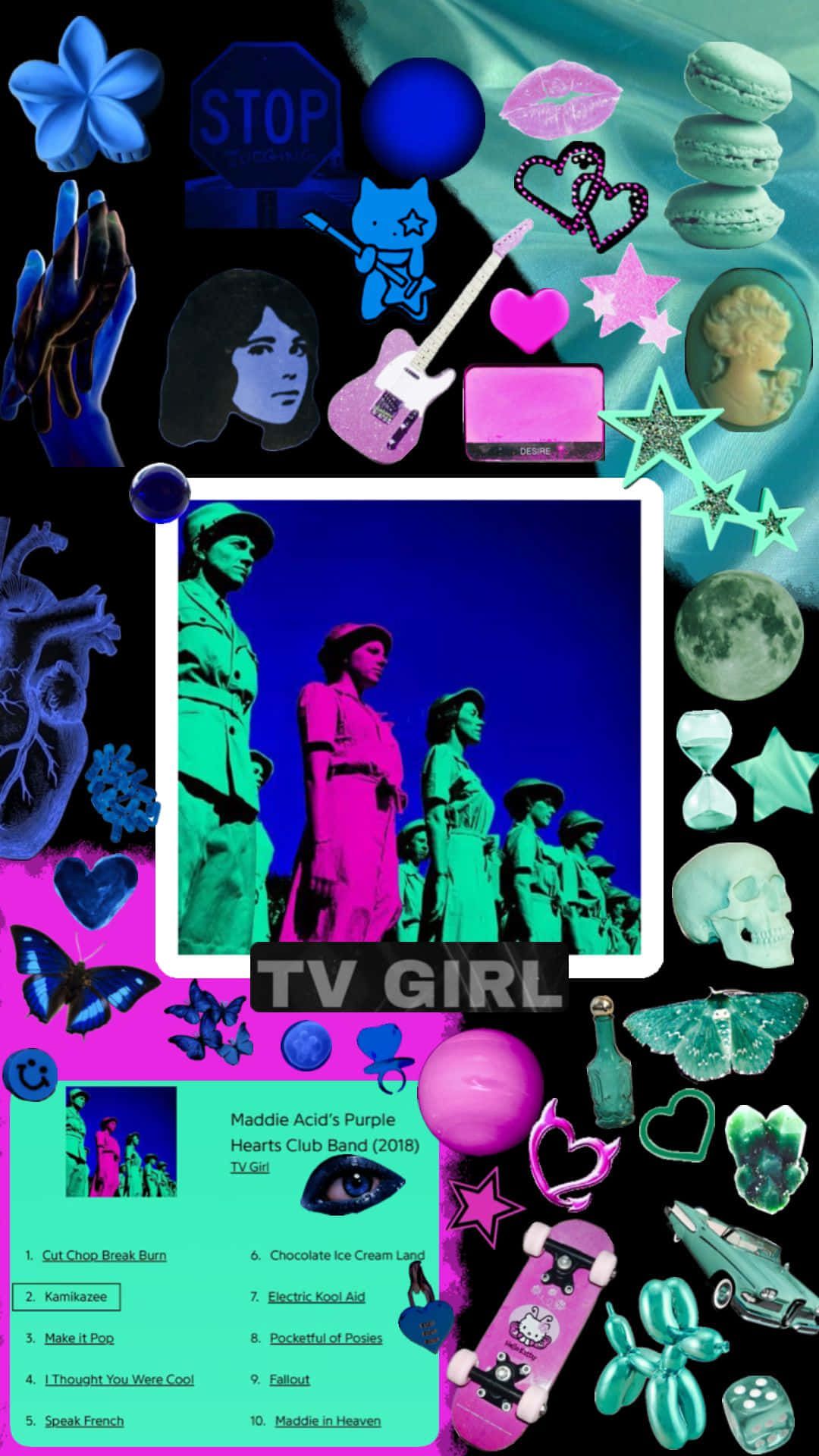 1080x1920 Download T V Girl Collage Art Wallpaper