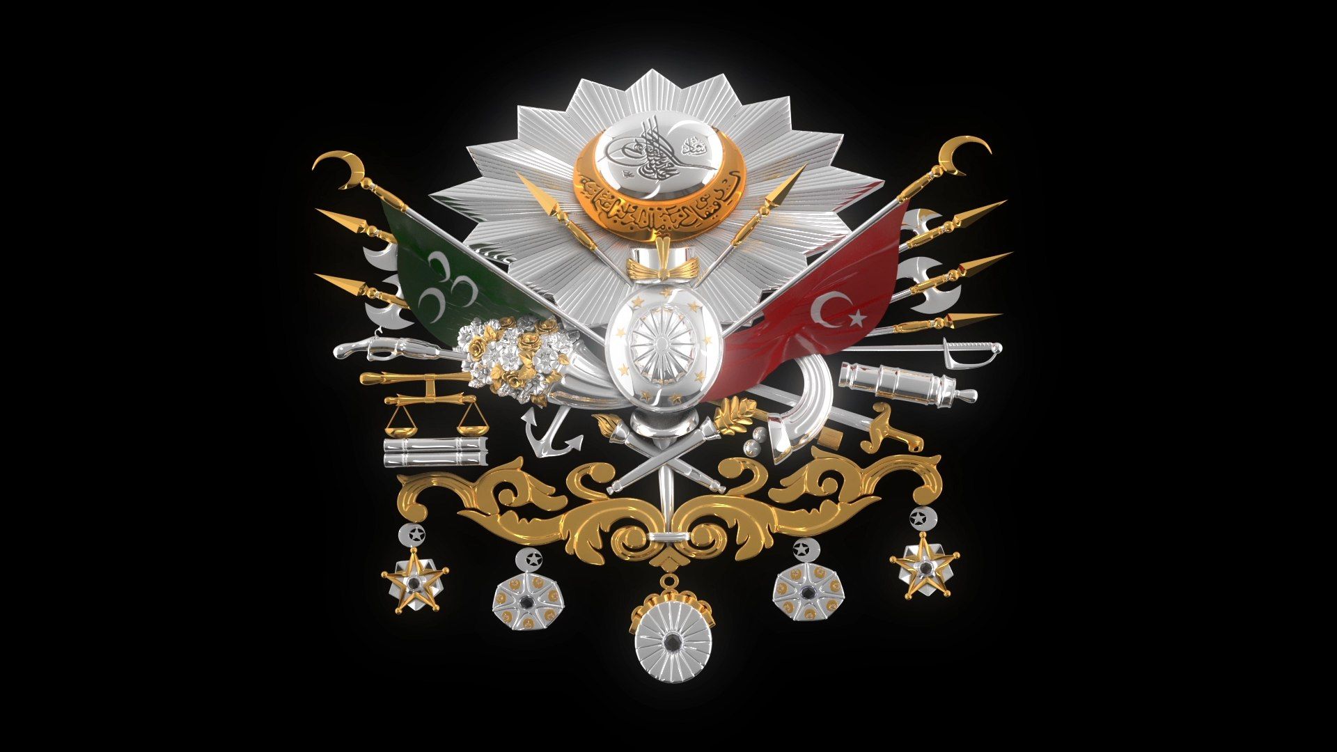 1920x1080 3D Model Ottoman Empire Emblem