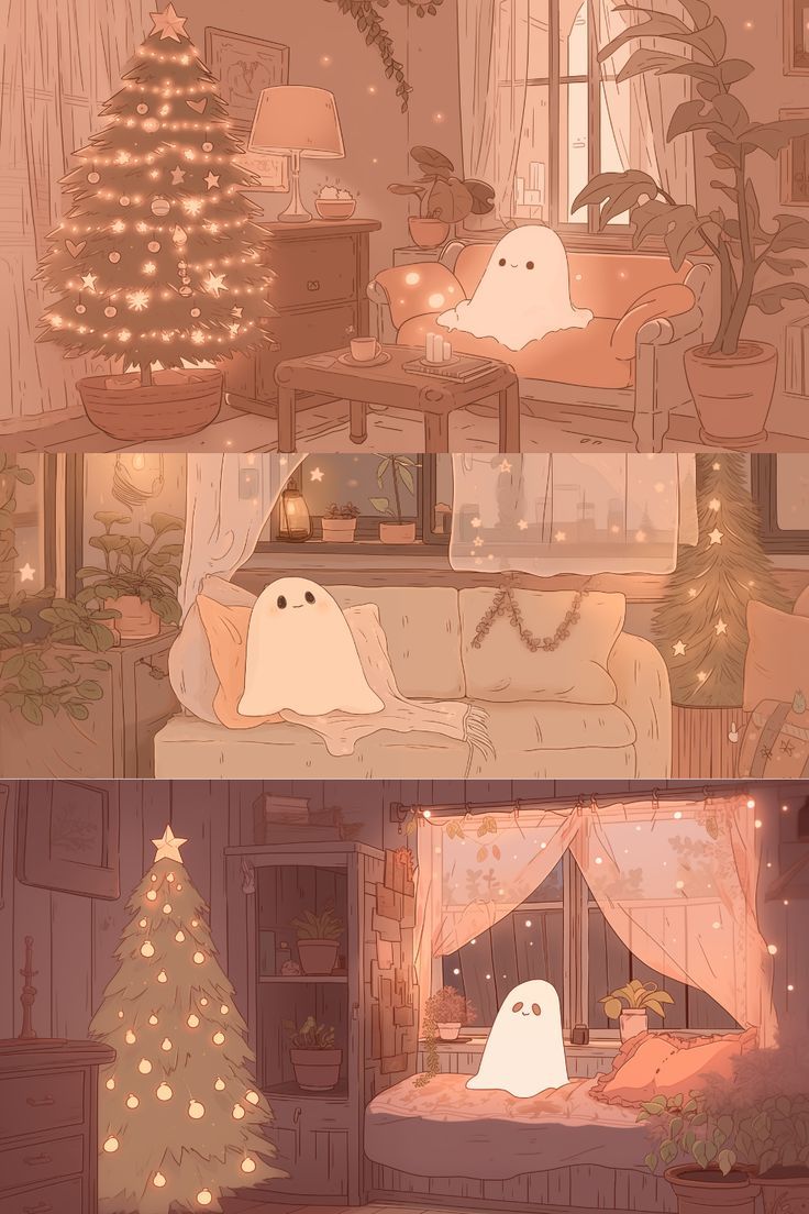 736x1104 Christmas ghosts wallpaper winter wallpaper lofi wallpaper plants wallpaper 4k wallpaper aesthetic