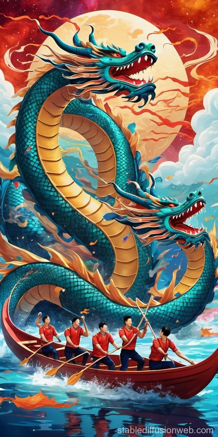 704x1408 Galactic Dragon Boat Race. Stable Diffusion Online