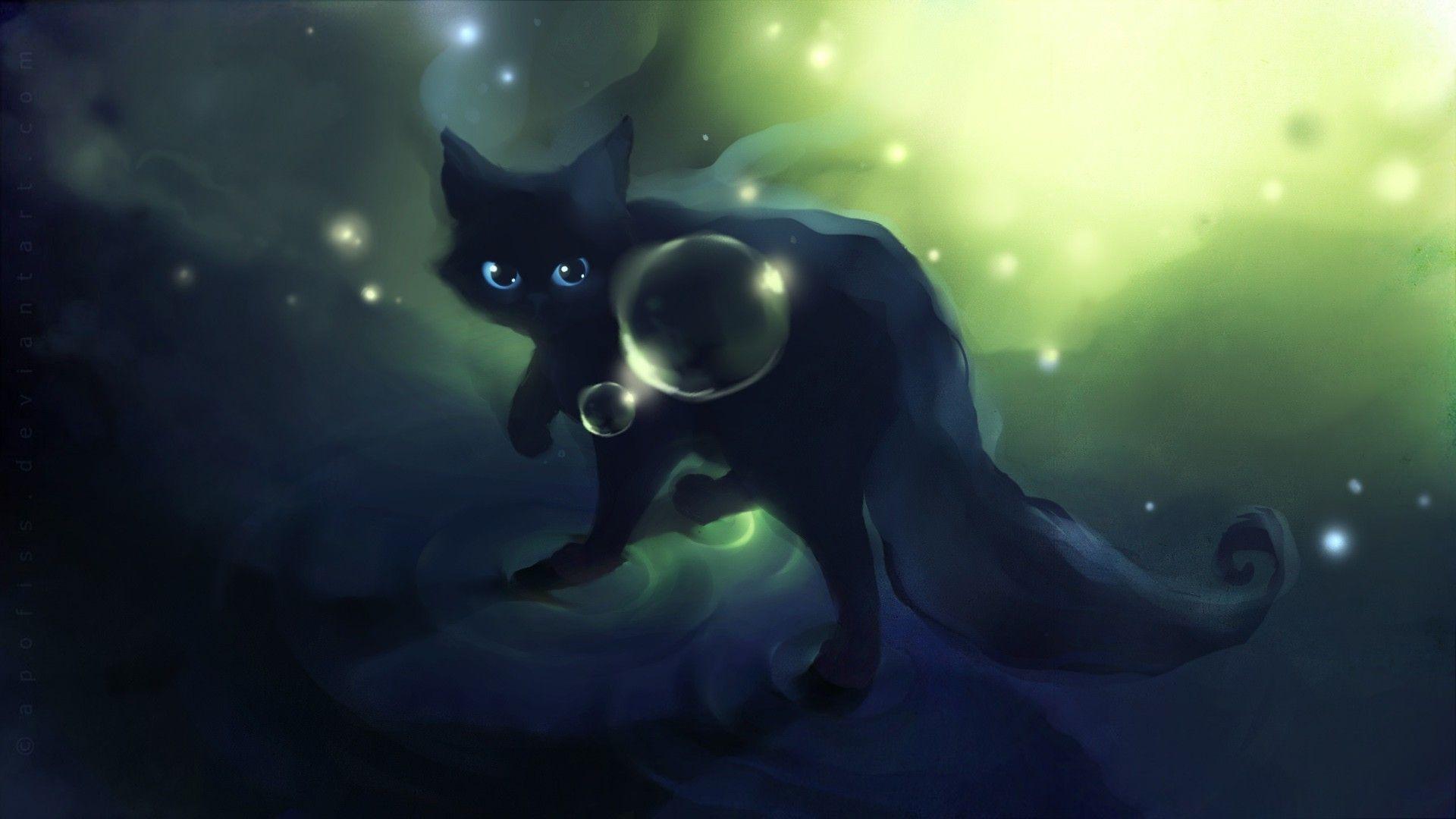 1920x1080 Cute Anime Cat Wallpaper