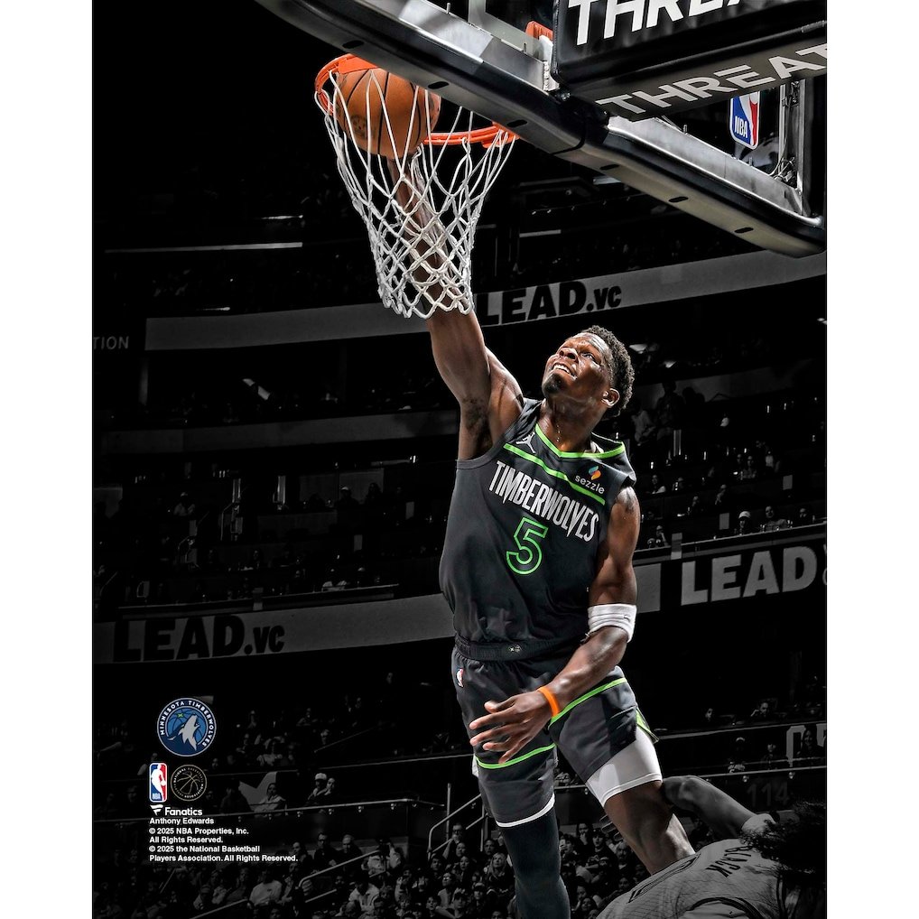 1018x1018 Anthony Edwards Minnesota Timberwolves Unsigned Dunk vs. Orlando Magic Spotlight Photograph