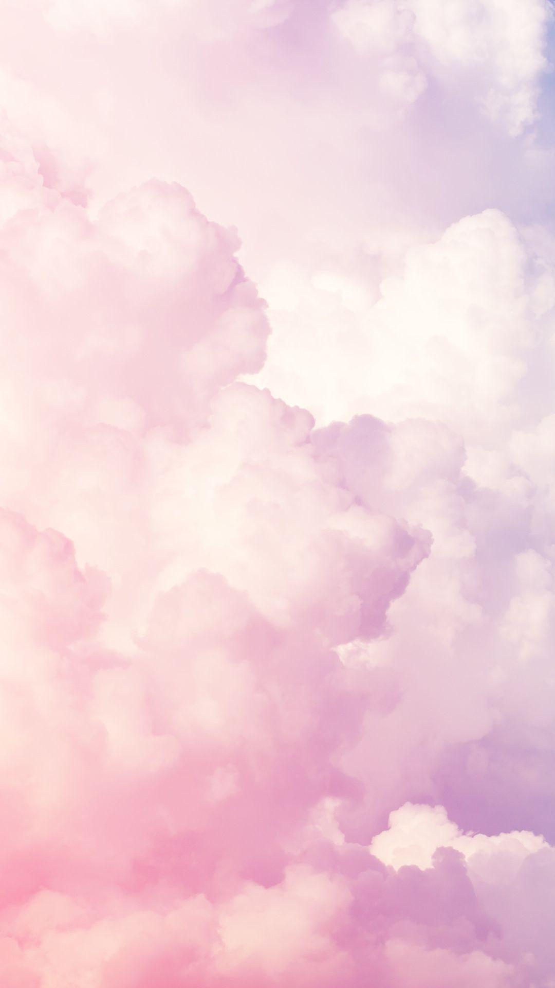 Pastel Pink Background With Clouds gambar ke 2