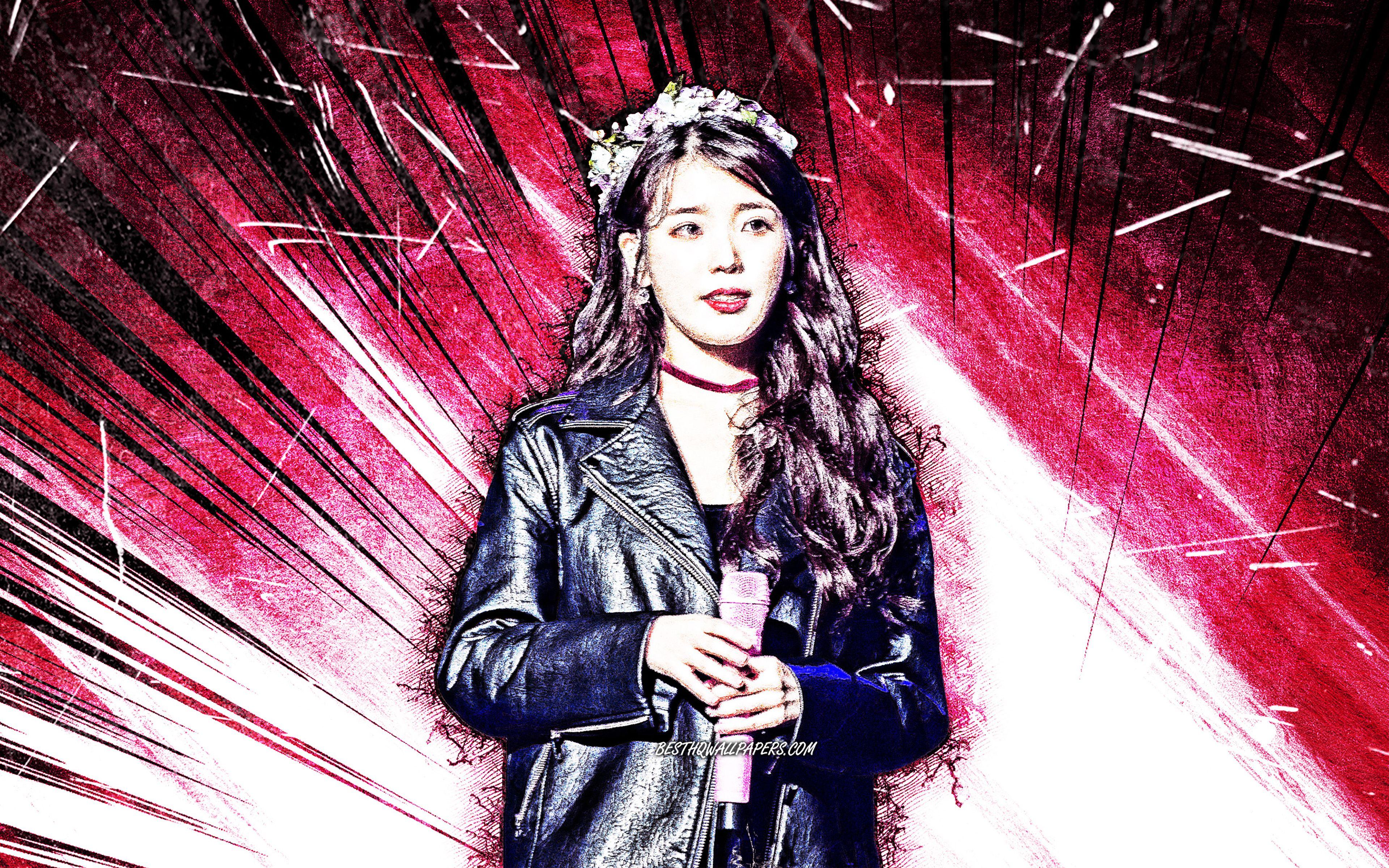 3840x2400 Download Wallpaper 4k, IU, Grunge Art, South Korean Singer, K Pop, Purple Abstract Rays, Lee Ji Eun, South Korean Celebrity, Asian Woman, Beauty, IU 4K For Desktop With Resolution 3840x2400. High Quality HD Picture