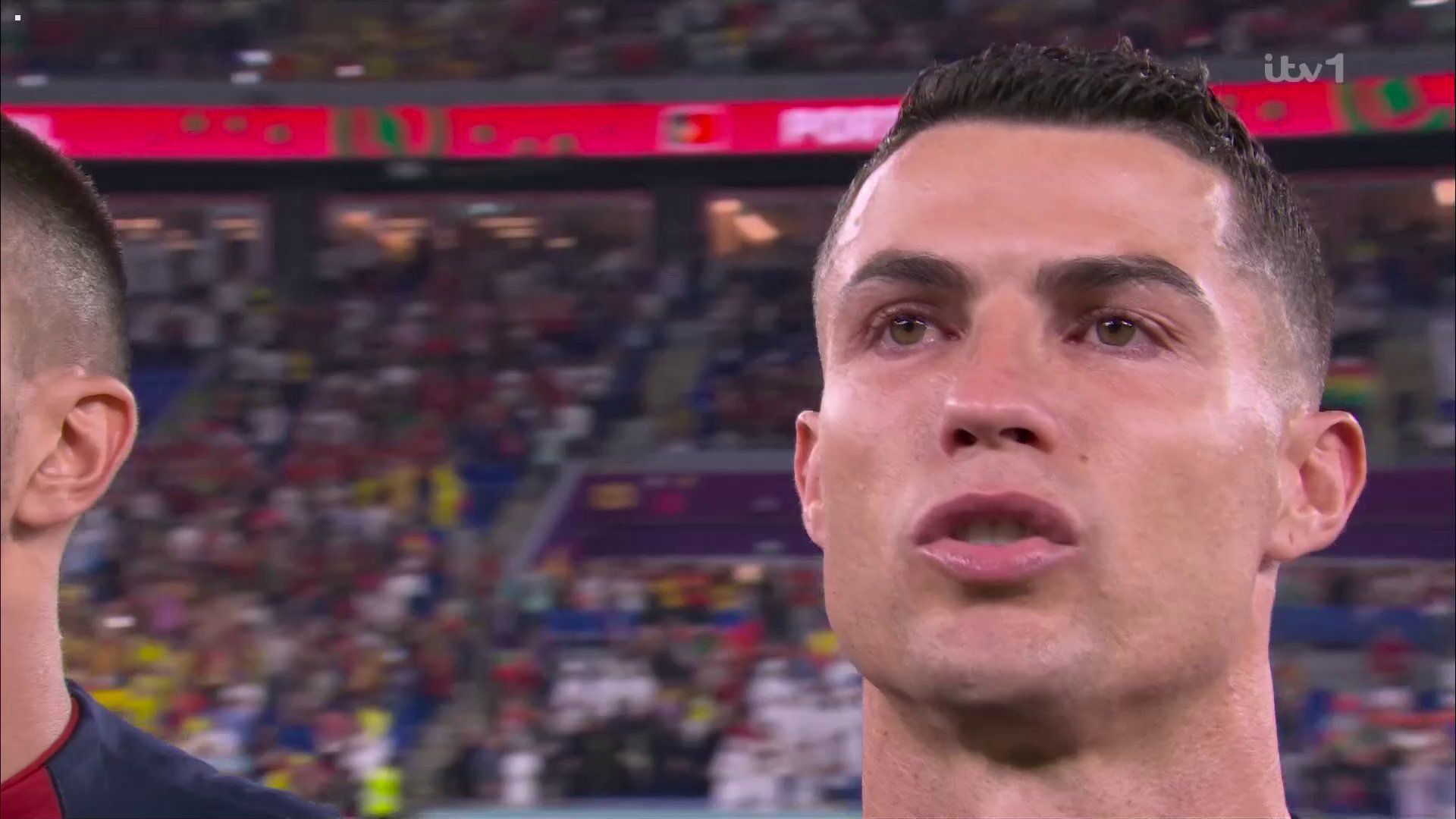 1920x1080 Cristiano Ronaldo in tears as he sings Portuguese national anthem in first game since Manchester United exit