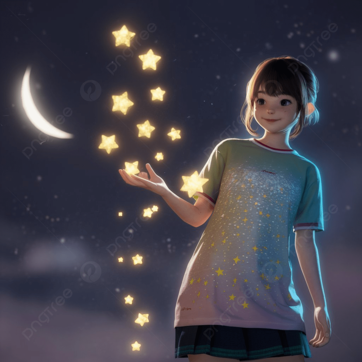 1200x1200 Digital Artwork Of A Lonely Fantasy Anime Girl Gazing At The Sky, Digital Artwork, Anime Girl Gazing, Fantasy Anime Girl Background Image And Wallpaper for Free Download