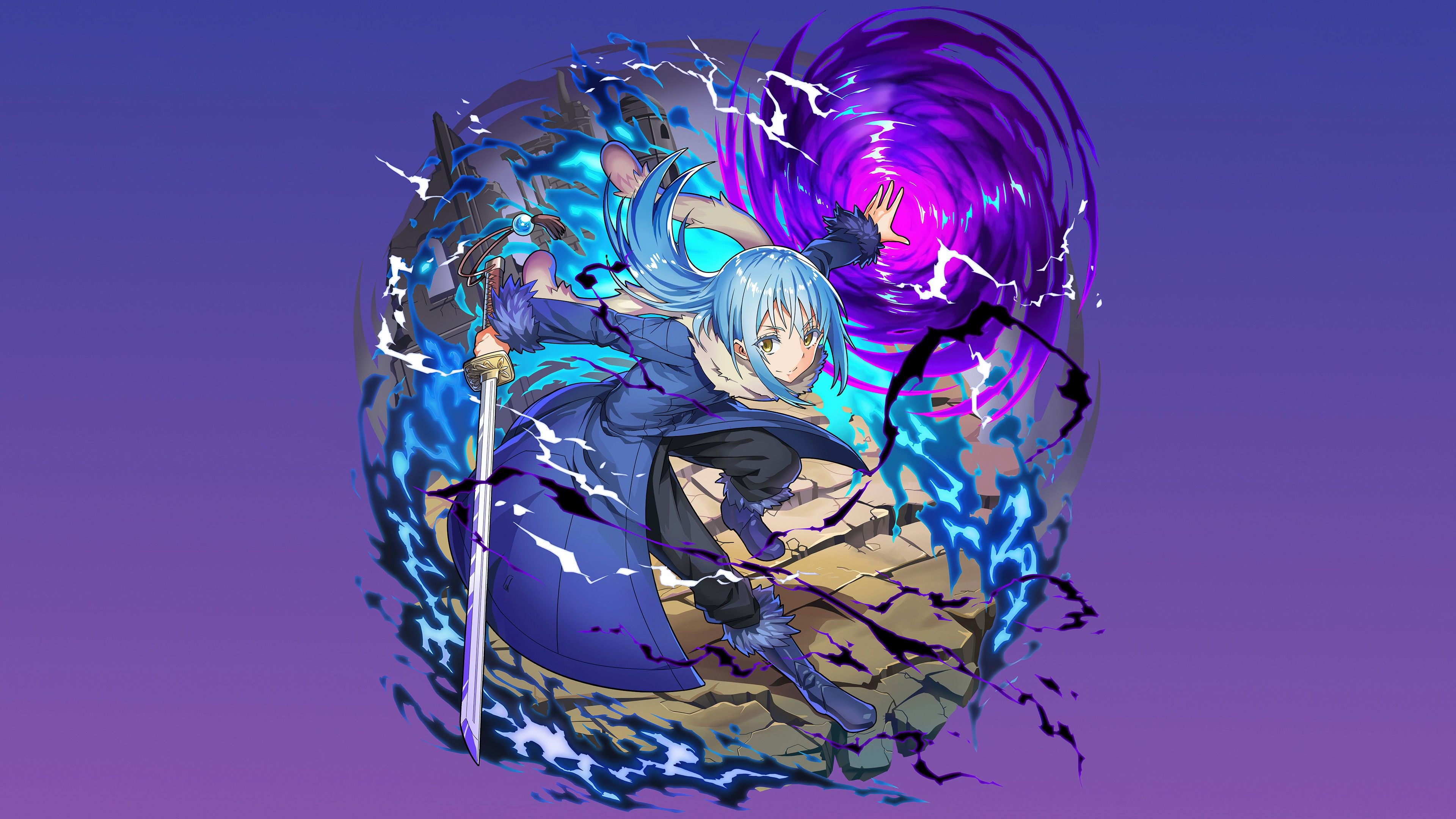 3840x2160 Rimuru Tempest Tensei Shitara Slime Purple Background 4K HD Rimuru Tempest Wallpaper