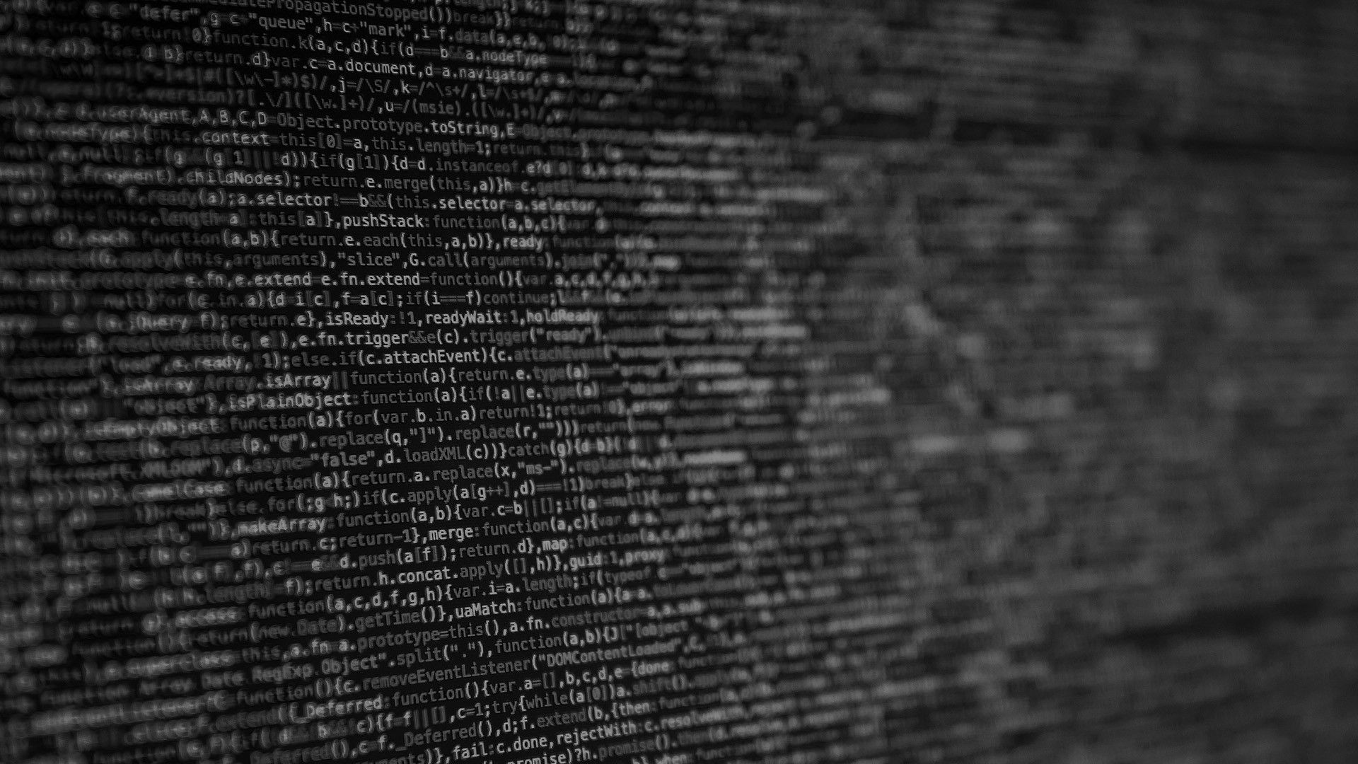 1920x1080 monochrome, Computer, Programming, HTML, Depth of field, Monitor, Web development, Code, Photography, Blurred Wallpaper HD / Desktop and Mobile Background