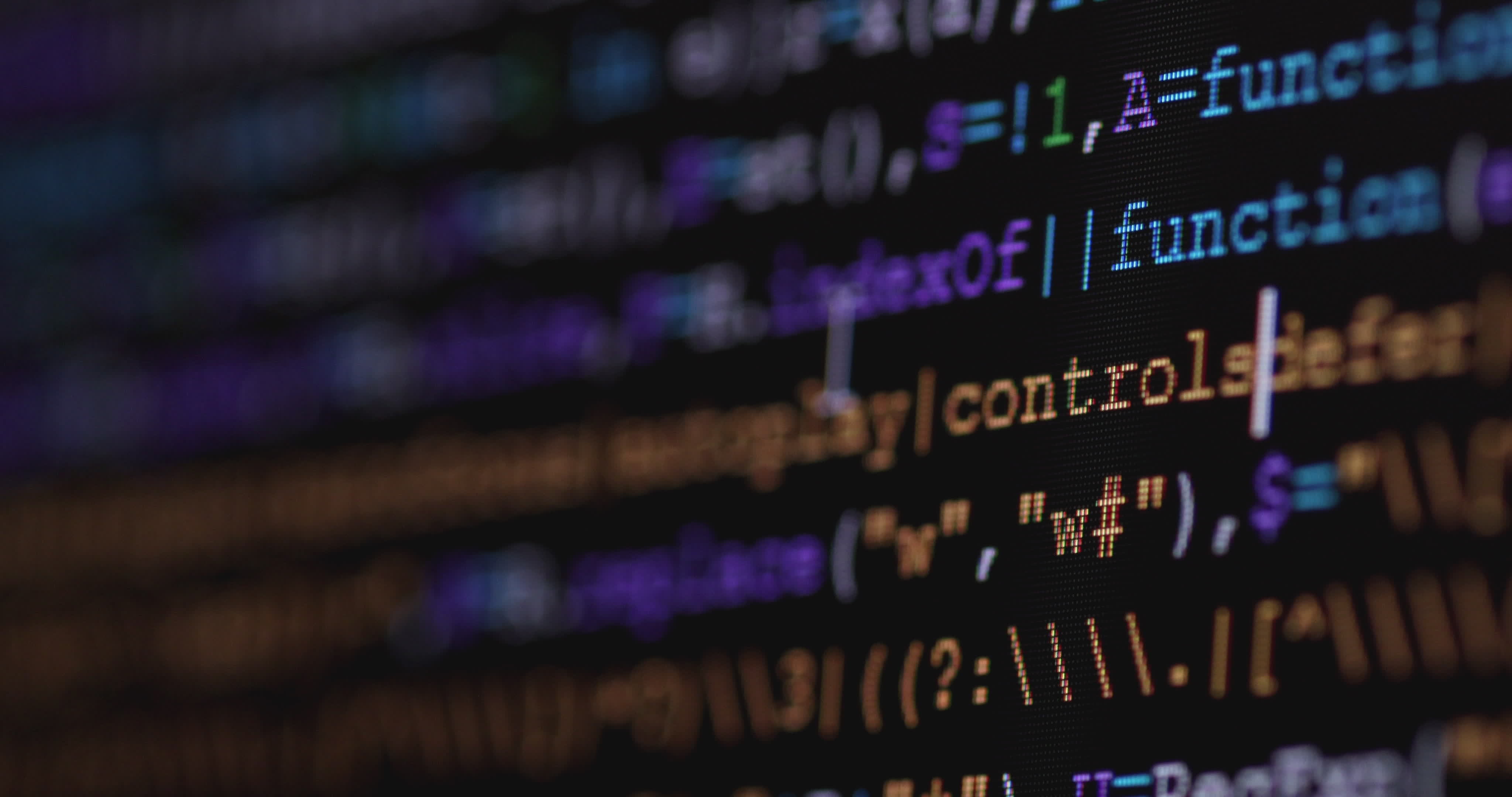 4096x2160 4K Close up shot programming tag code on PC Monitor scroll down. Background concept for programming and coding web development