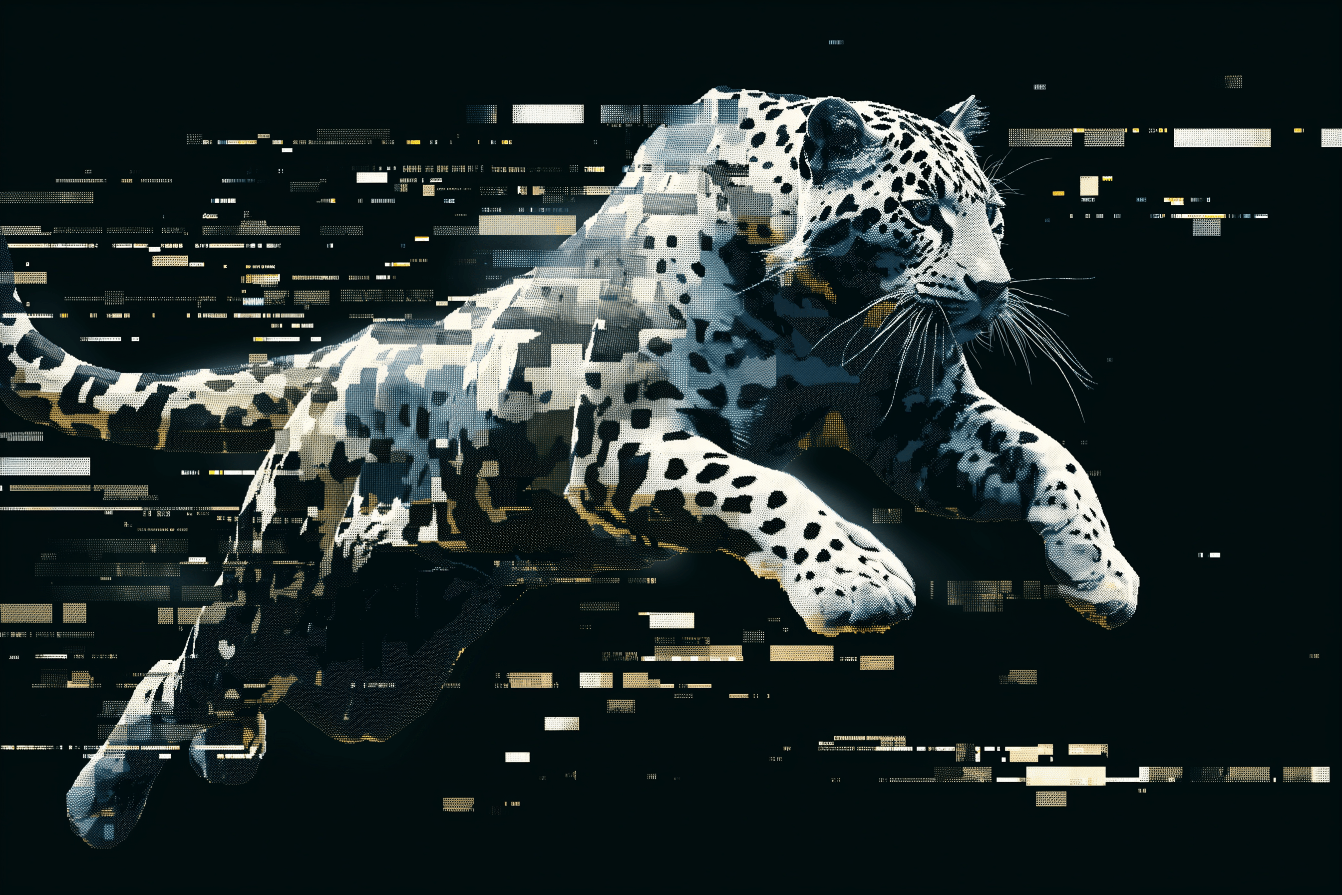 2688x1792 Pixel Wallpaper. Leopard in Black White and Beige