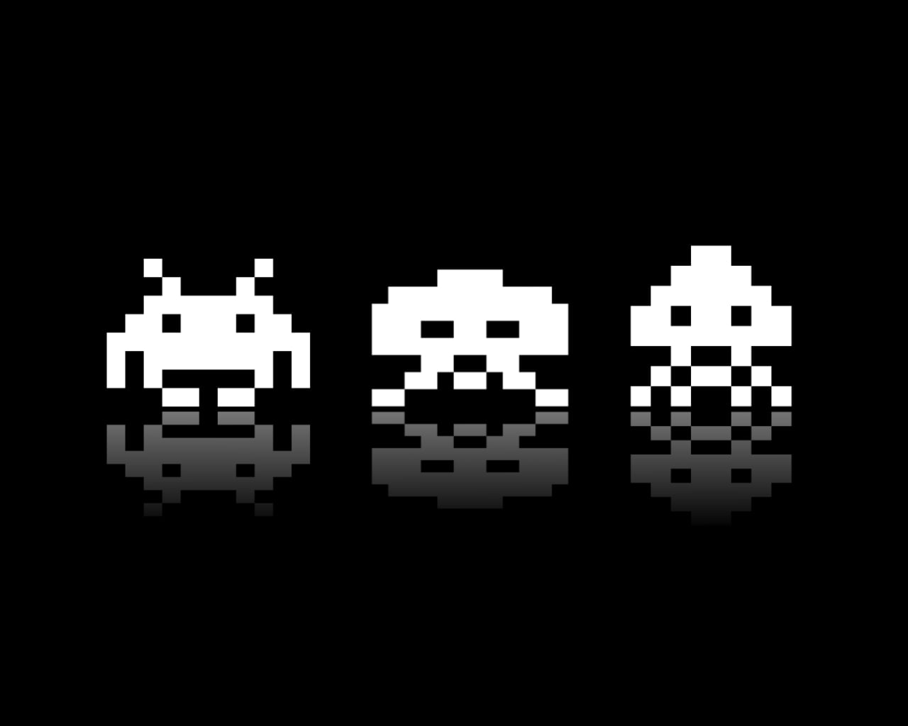 1280x1024 Video games, Space Invaders, monochrome, pixel art HD wallpaper